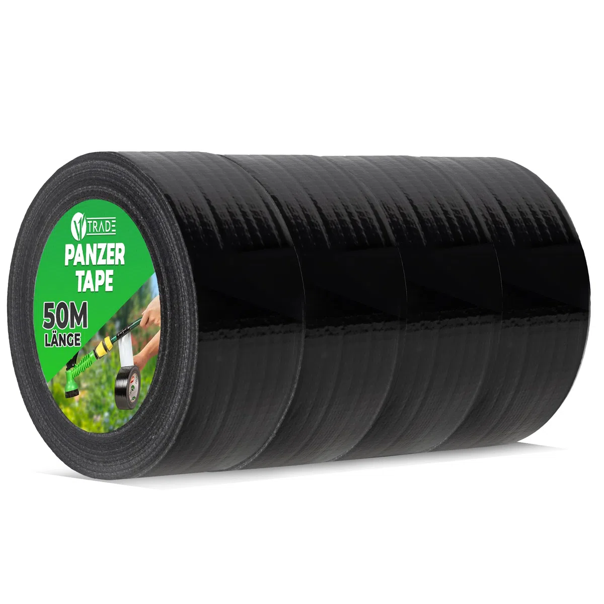 V1 TRADE Nastro blindato nero, 48 mm x 50 m, 4 x nastro resistente all'acqua, adatto per interni ed esterni, facile da usare e rimovibile senza lasciare residui