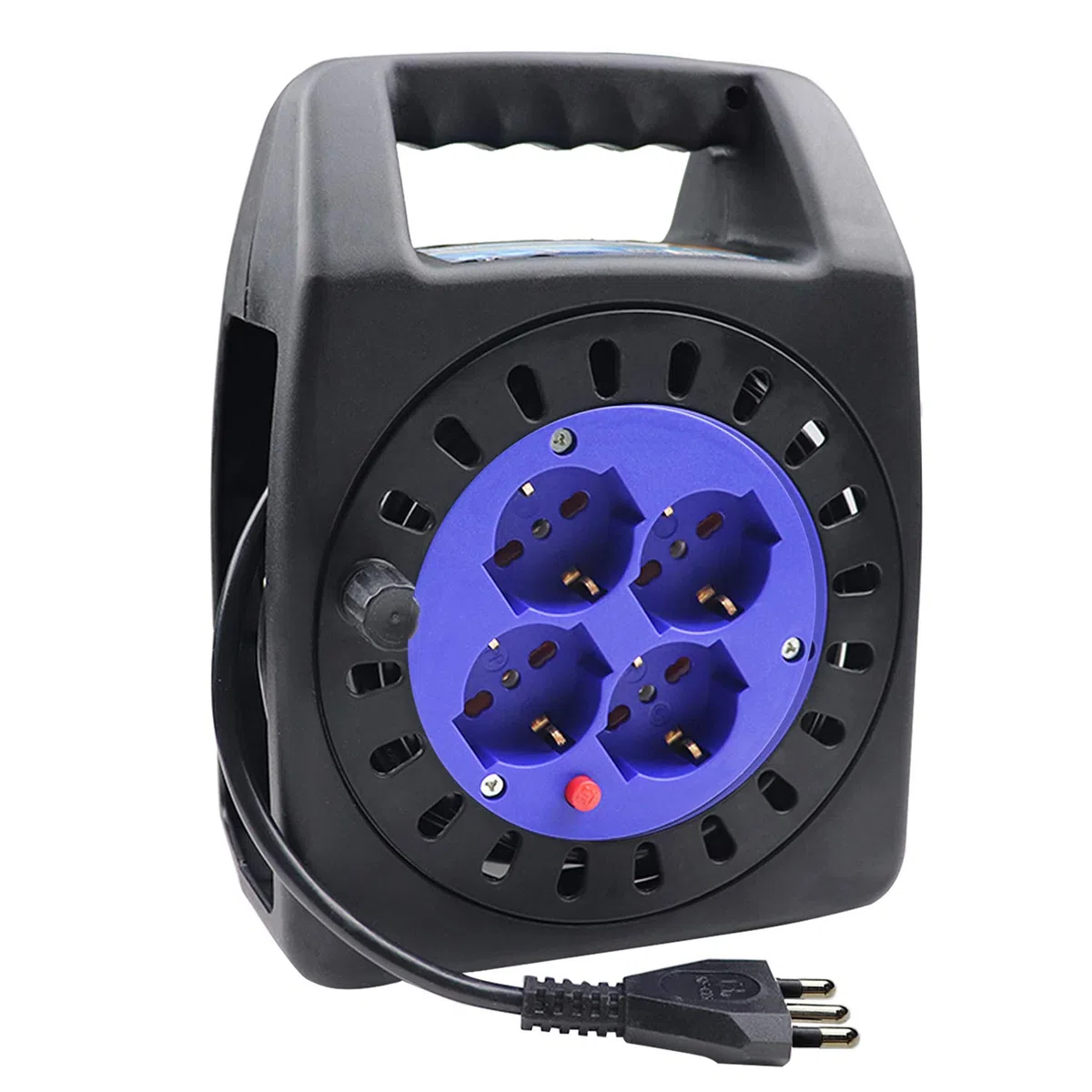 EXTRASTAR Prolunga Elettrica con Avvolgicavo 15 mt,4 Prese Polivalenti (Schuko + 10/16A),Spina 16A,Sezione Cavo 3G 1,0 mm²