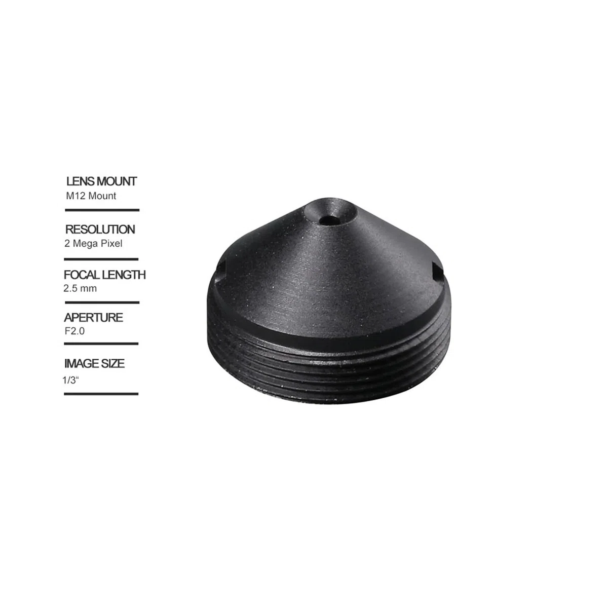 Obiettivo CCTV HD Pinhole 2,5 MM M12*0,5 Attacco 1/3" F2.0 110 Gradi for Mini telecamere di sorveglianza