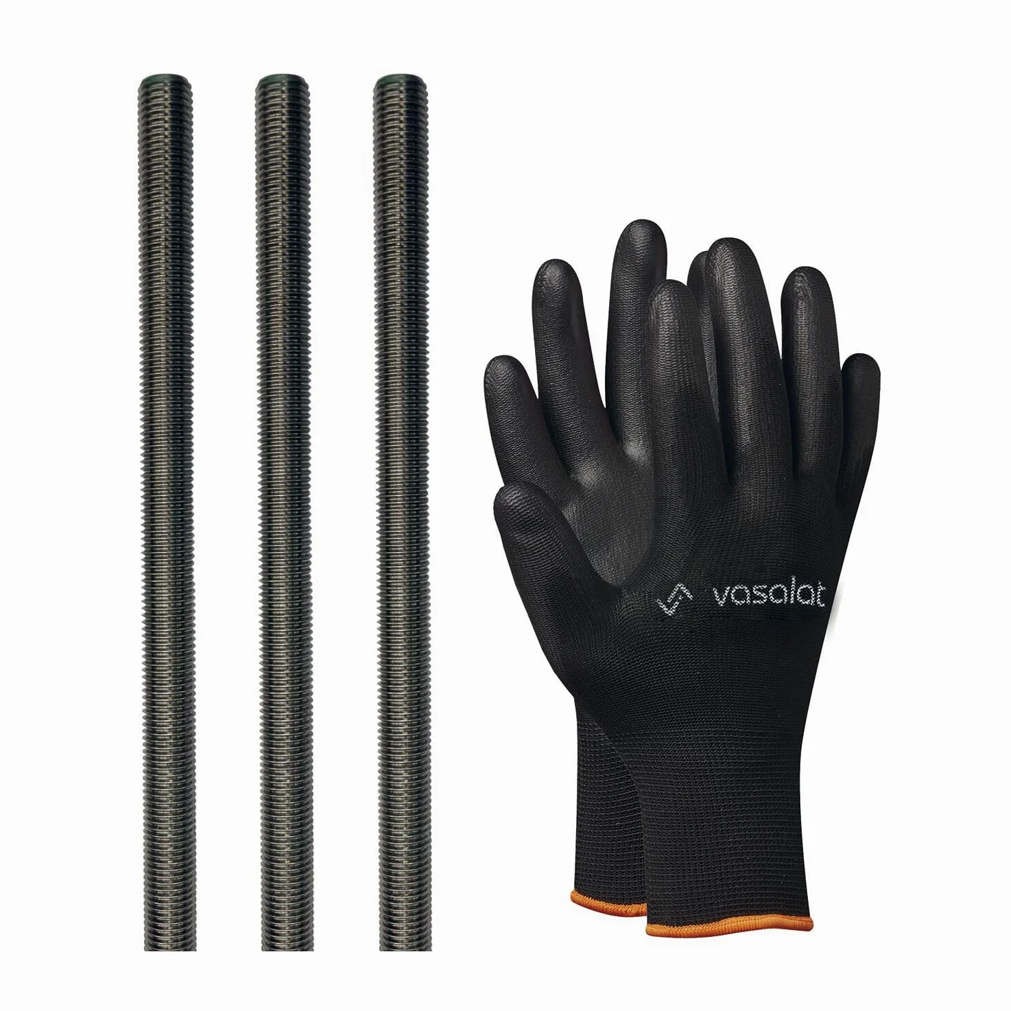 vasalat Asta filettata M12, 1000 mm, in acciaio inox A2-70, asta filettata con filettatura esterna DIN 976-1, asta in metallo di alta qualità con filettatura, 3 pezzi