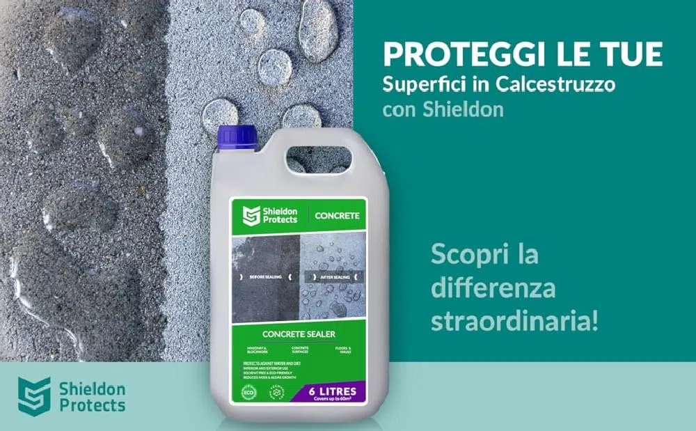 Shieldon Protects - Impregnante per pavimentazione in calcestruzzo, nanoprotect, impregnazione e protezione fino a 10 anni, idrofob, calcestruzzo, ideale per impregnazione di calcestruzzo esterno, 6