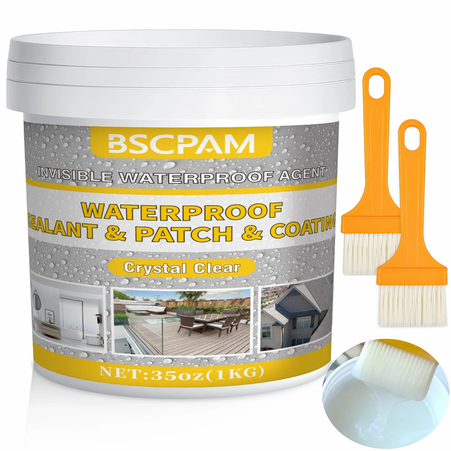 1KG Sigillante Impermeabile Liquido, Agente Impermeabile Invisibile,Rivestimento Impermeabile Definitivo per Interni ed Estern,Sigillante Impermeabile Ttrasparente per Docce,Lastre,Legno e Tetti