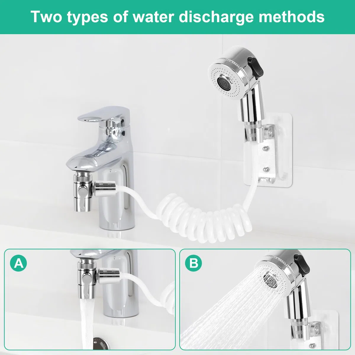 Doccetta per Lavandino, Doccino per Doccia, Soffione Doccia con 1.5m Tubo, Doccino per Bidet Bagno, Doccino Universale per Rubinetti, Perfetto per il Lavaggio dei Capelli, Animali, Cucina