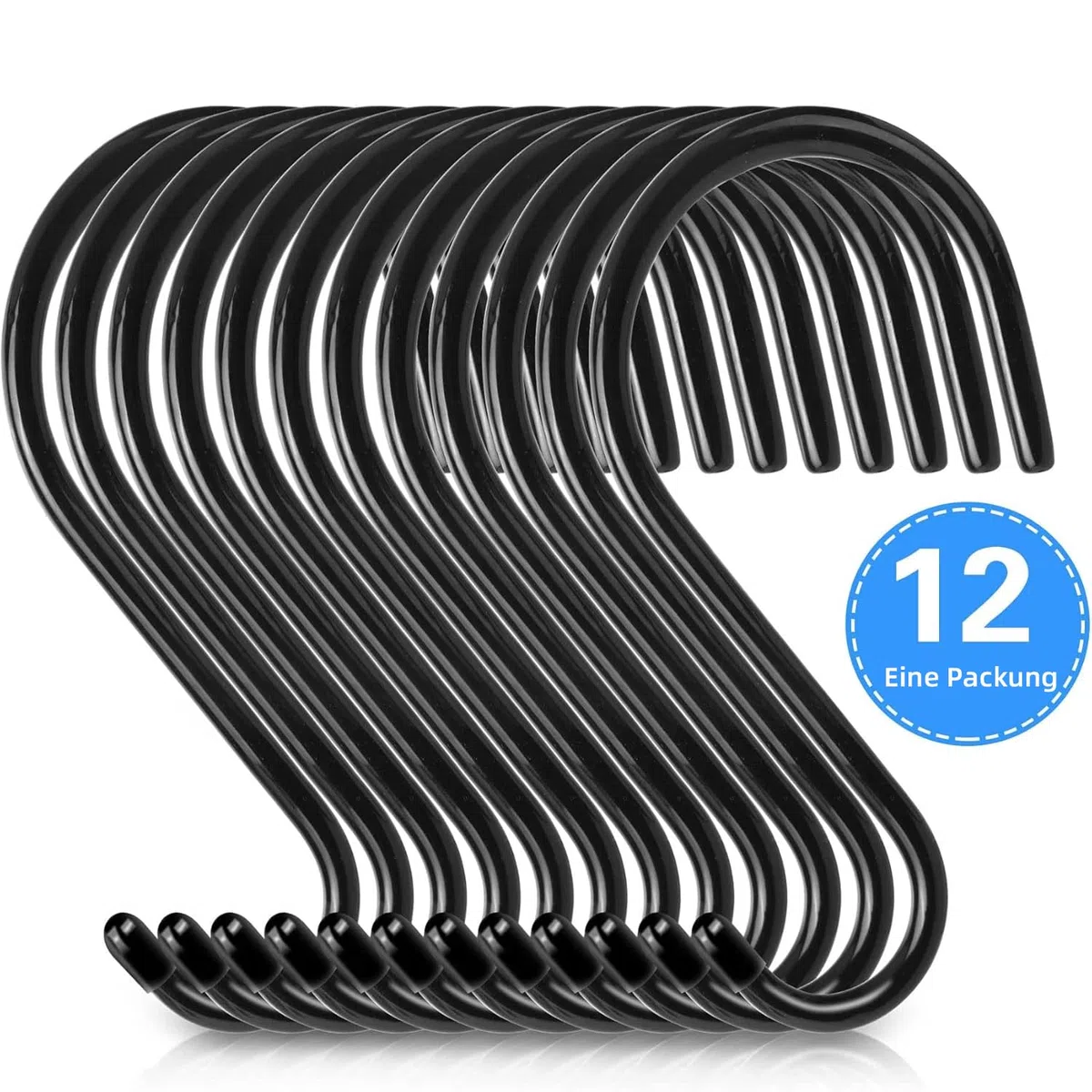Antimbee Gancio a S Grandi, 12 Pezzi Ganci S per Appendere, Ganci a S in Metallo Resistente, Anti Ruggine Multifunzione per Utensili da Cucina, Ufficio, Armadio, Bagno, Camera, Officina, Giardino