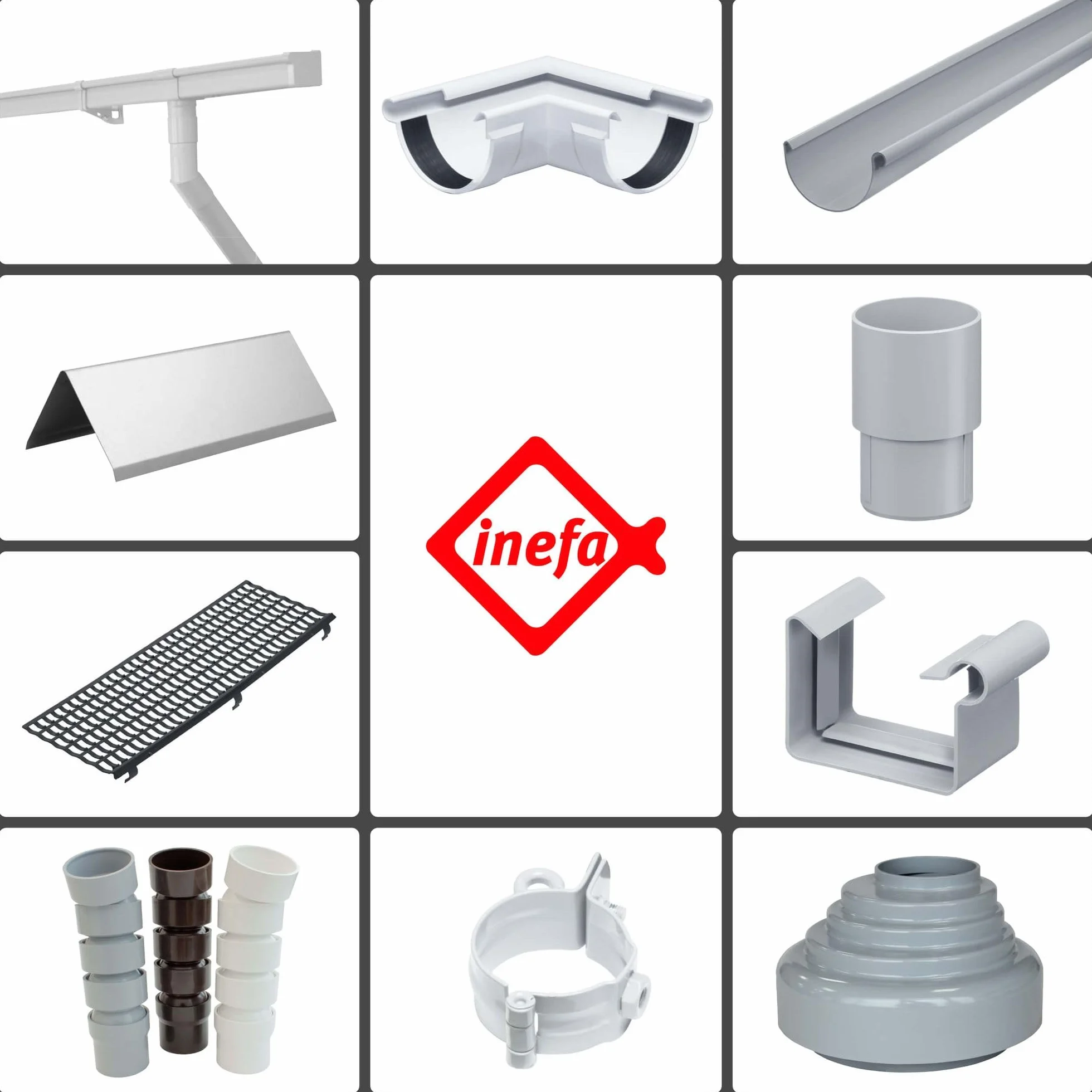 INEFA Griglia parapfoglie per grondaia, PVC 100-125mm, 2m, nera, protezione gronda, griglia per foglie, made in Germany