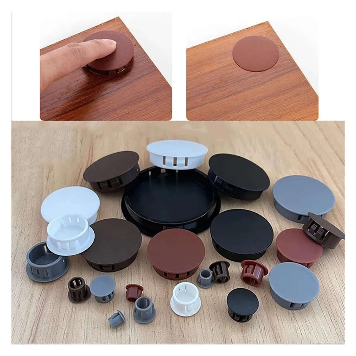 5-20 Tappi for Fori in Nylon Foro di Copertura a Scatto Rotondo in plastica Scatola da Tavolo for mobili Foro Extra 5-60 mm(Black,8mm 20pcs)