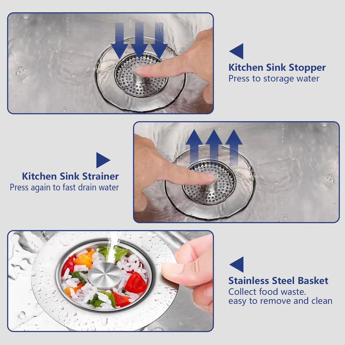 Tappo Scarico Lavandino Cucina E Setaccio, Filtro Di Piletta Del Lavello, Griglia Lavandino Accessori, Materiale in Acciaio Inox E Rame, Adatto per Fori Di Lavandino Profondi 37 mm E Larghi 75-87 mm.