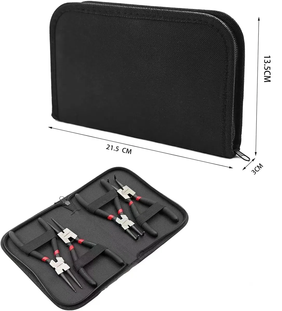 OhanaBeach pinza per 4 Pezzi Pinze Per Anelli Di Sicurezza, pinza interne ed esterne diritte da 170 mm, Snap Ring PliersSeeger, Maniglie Antiscivolo,acciaio al carbonio, con Borsa Portatile