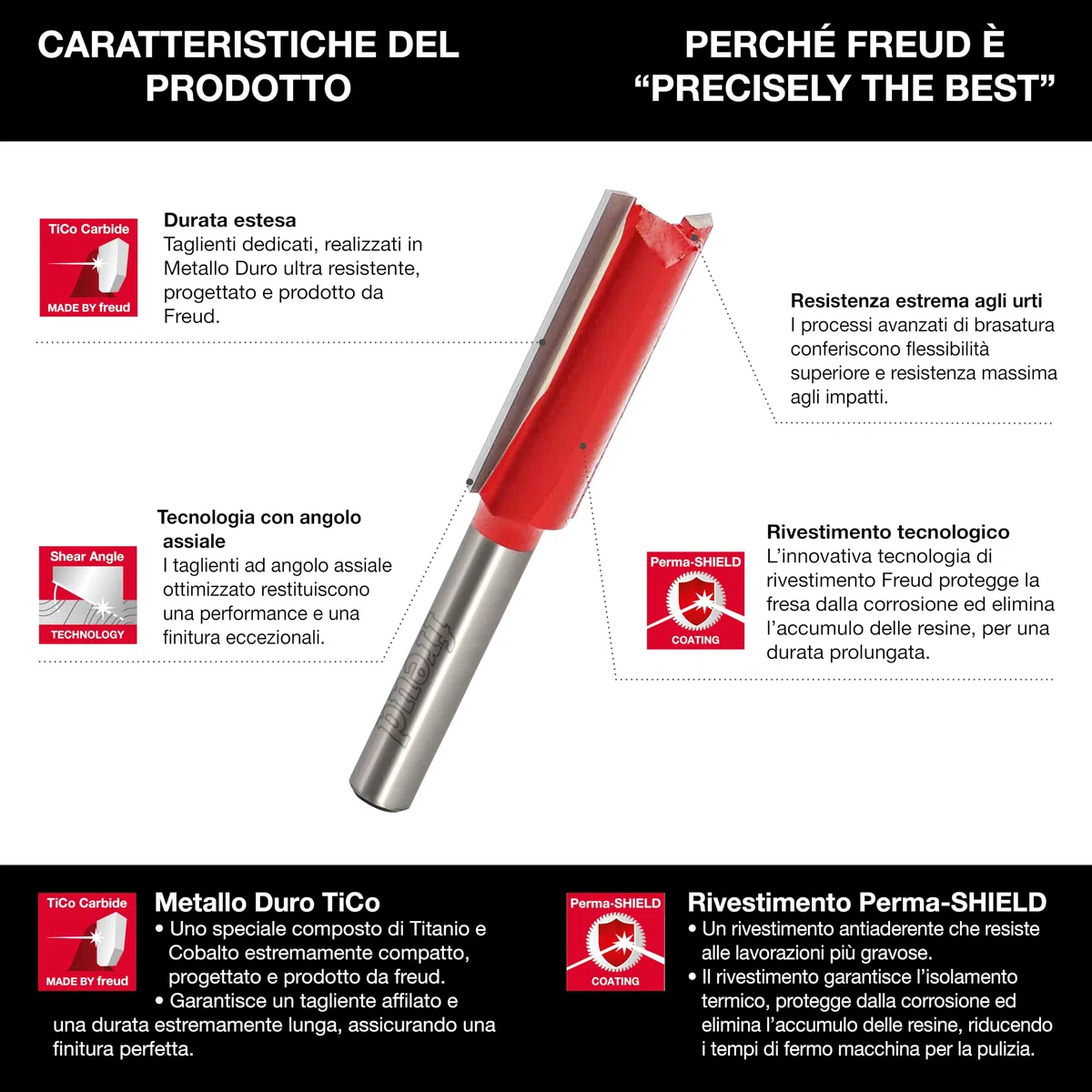 Freud Fresa per scanalature in metallo duro integrale HW a 2 taglienti diritti. Codolo gambo A=6 mm, diametro di taglio D=6 mm, altezza di taglio h=25.4 mm, 04-11006P - F03FR01431