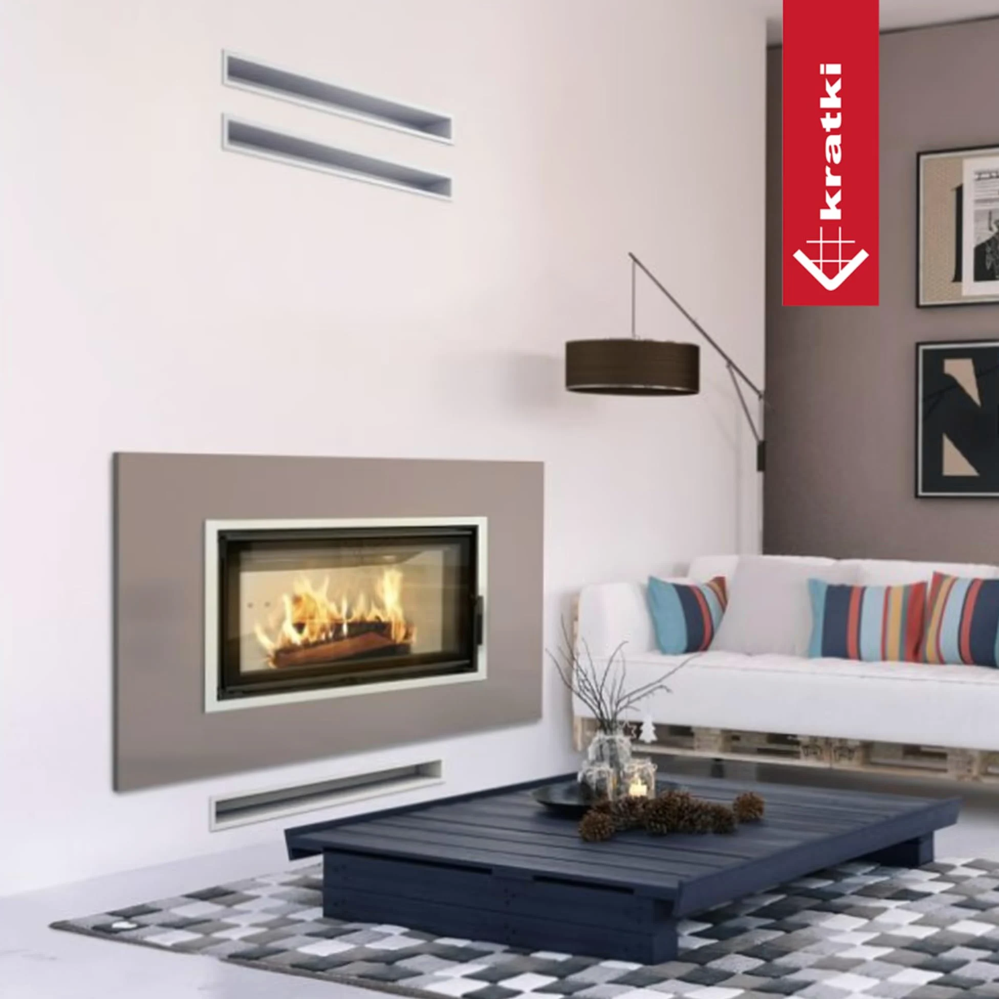 KRATKI griglia di ventilazione AIR | Griglia aria calda 6 x 40 cm | Nero | Griglia di scarico per ventilazione camino | Presa d'aria con un angolo di 45 gradi | resistente al surriscaldamento