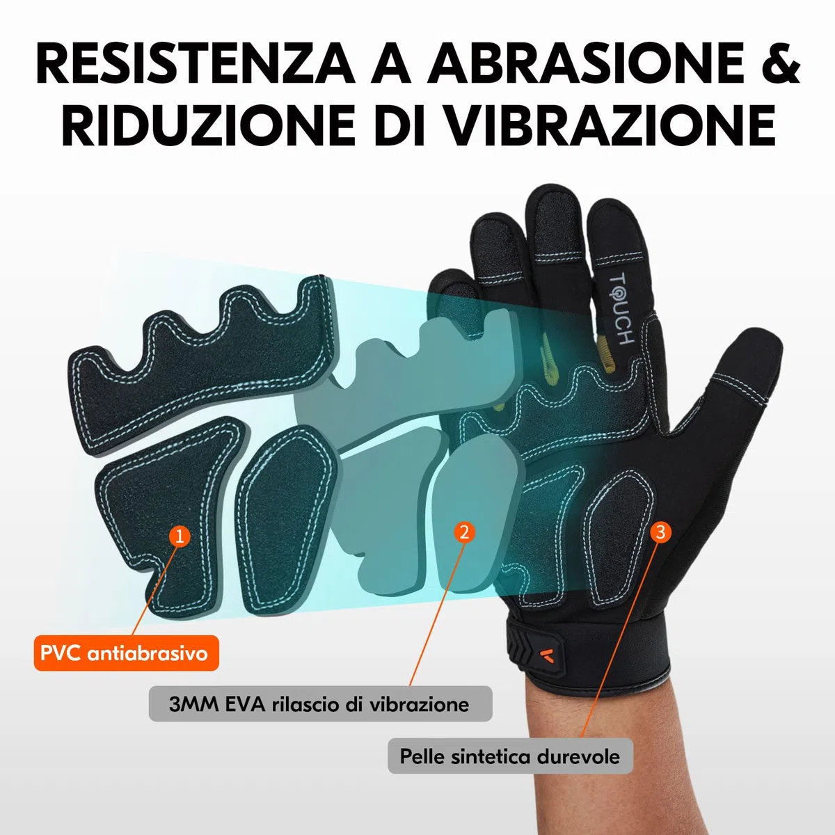 Vgo... Guanti da Lavoro Uomo Resistenti, Guanti Antivibrazione Meccanico Antiurto in Pelle, Guanti Protettivi Sicurezza Pesante Rigger Heavy Duty per Decespugliatore Camionista Edilizia, 1 paio