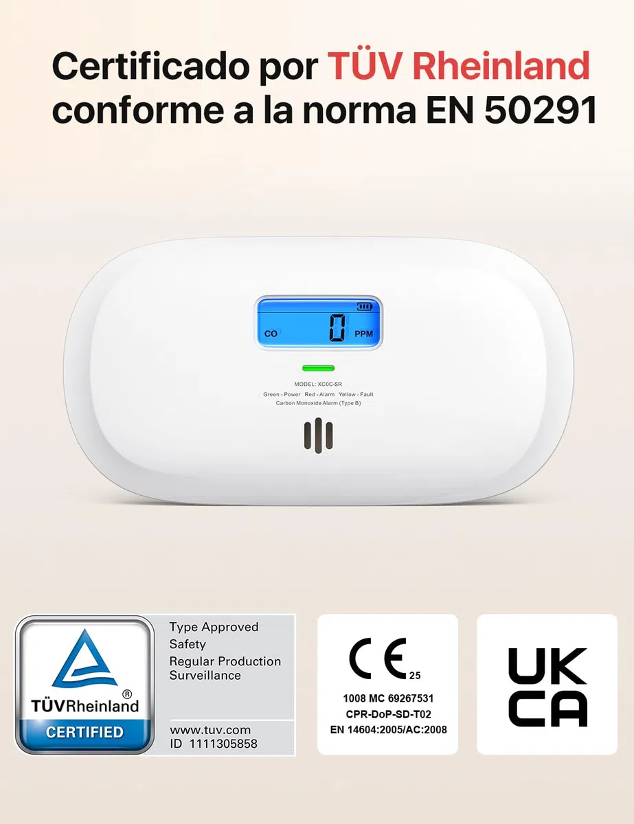 X-Sense Rilevatore di Monossido di Carbonio, Certificato EN 50291, Sensore da 10 Anni e Batteria Sostituibile, Allarme di CO per Casa con Display LCD e Memoria Picco, XC0C-SR, 1 Pezzo