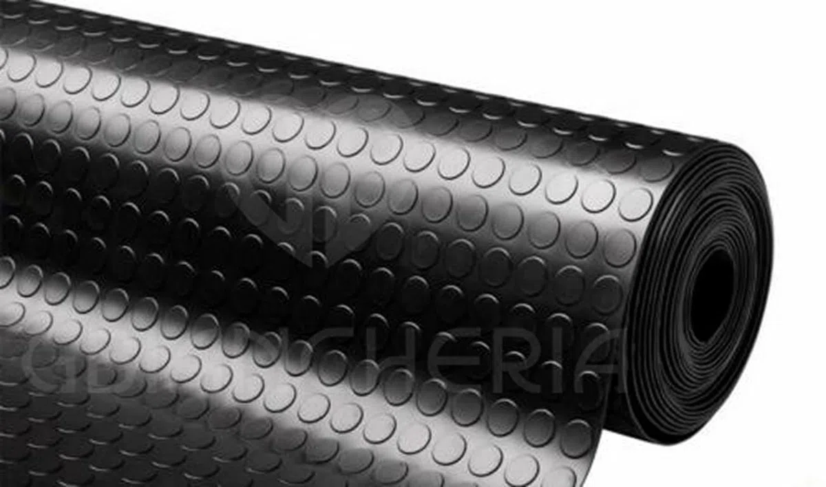 GBiancheria Pavimento Tappeto Bollato in PVC col. Nero Antiscivolo Flessibile e Resistente (1x3)