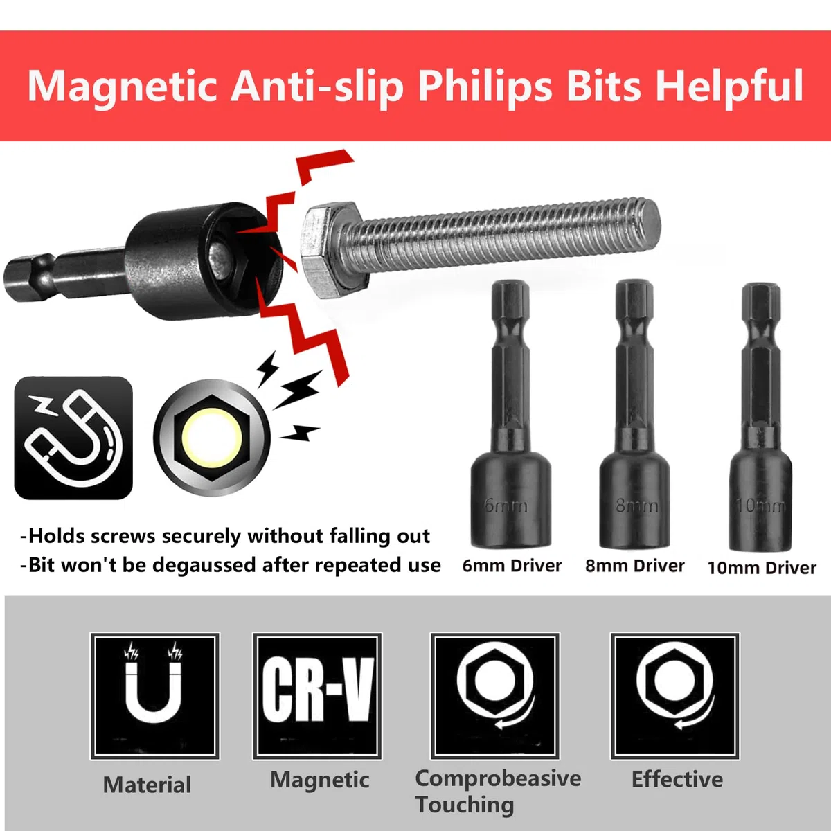 Set di 40 punte per cacciavite a percussione con alloggiamento robusto, in acciaio S2, punte da trapano a percussione lunghe 2,5 cm e 5,1 cm con supporto retrattile e cacciavite magnetico per