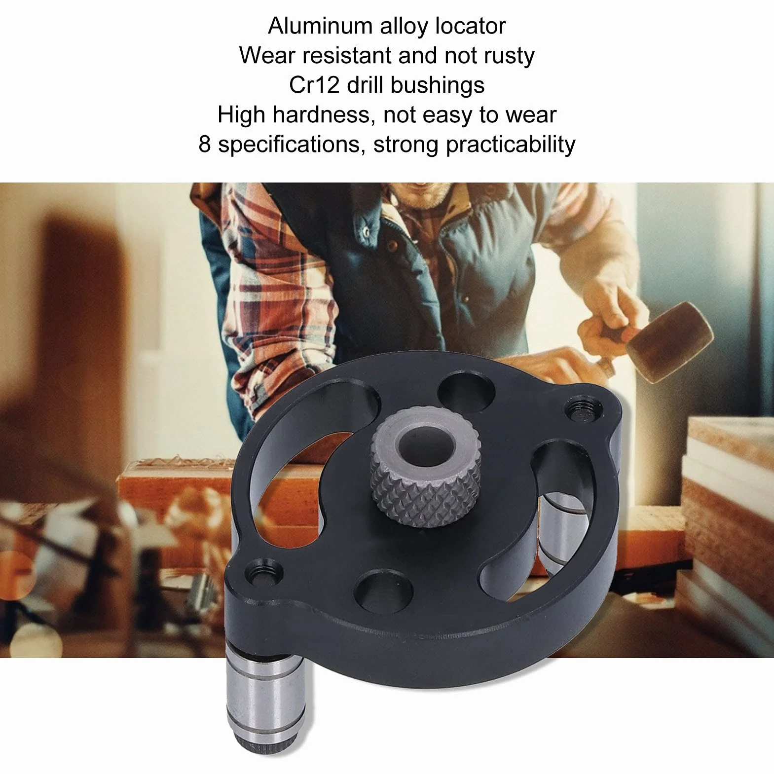 Localizzatore di Perforazione Cr12 con 8 Boccole di Perforazione 3/4/5/6/7/8/9/10 mm, Dima di Perforazione Verticale con Boccole Guida