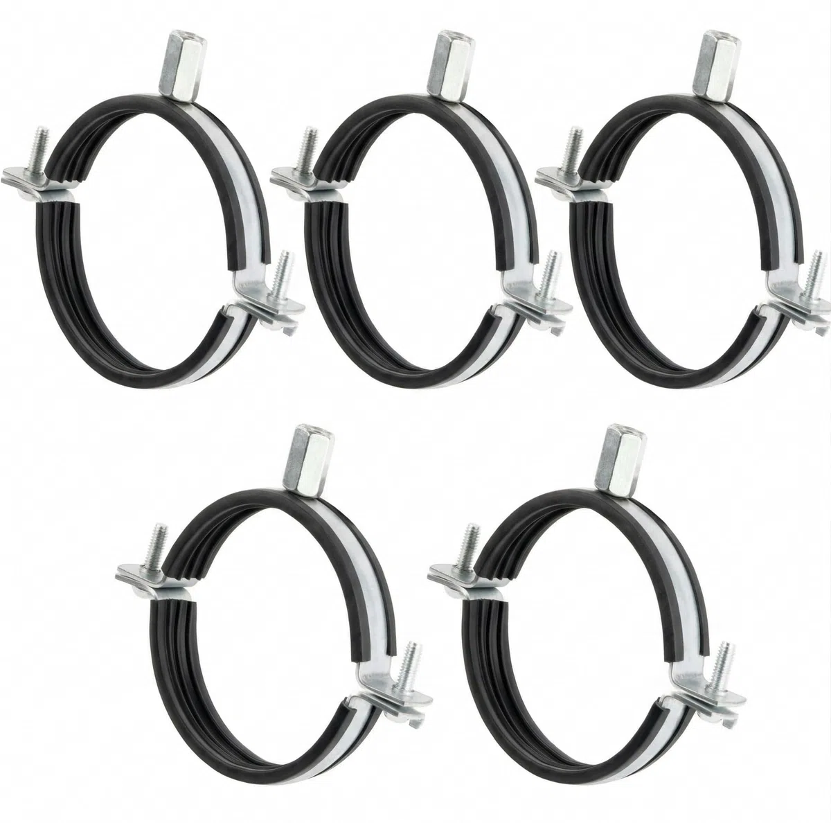 5 pz., Collari per Tubo 80mm con Inserto in Gomma, Filetto M8/M10, Supporto in Acciaio per Tubo di Ventilazione, Tubo Spirolare e Pluviale, Montaggio a Parete o Soffitto, di Steinberg14