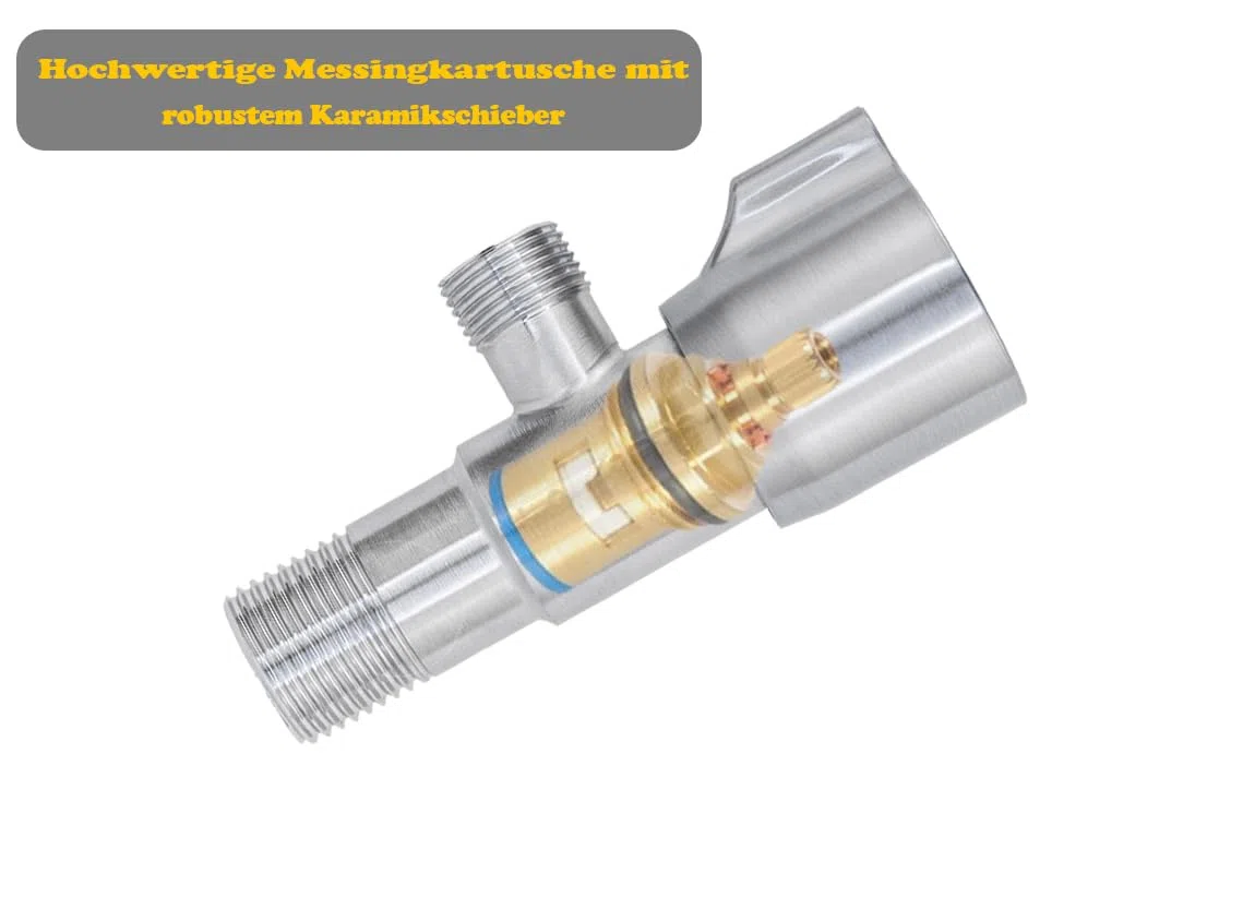 Set di 2 rubinetti angolari in acciaio inox per display rosso blu uscita 3/8" attacco a parete 1/2"