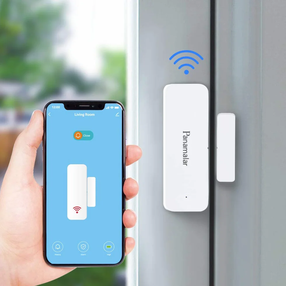 Panamalar Sensore per porte e finestre WiFi,rilevamento Intelligente dello stato della porta, invia avviso al telefono,funziona con Alexa Google Home, accessorio per dispositivo smart home con scena