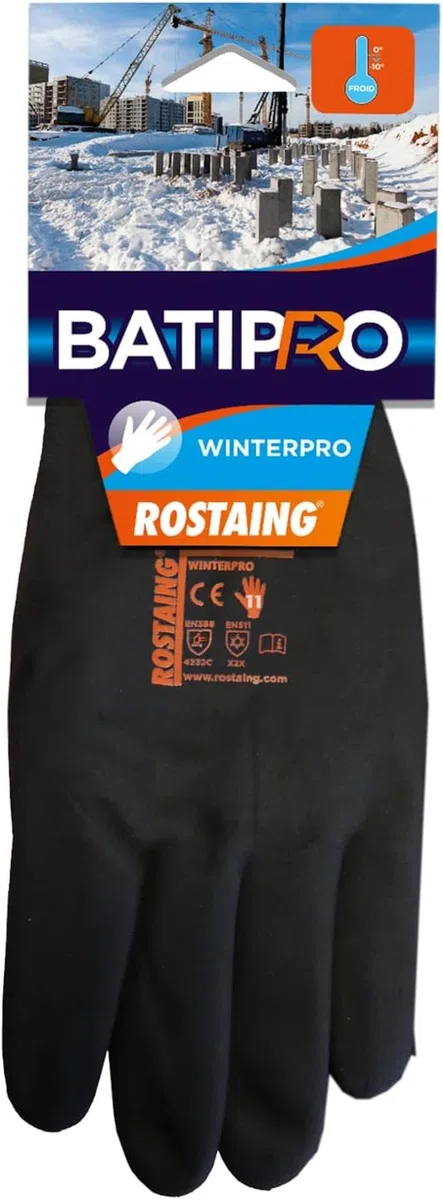 Guanti ROSTAING WINTERPRO - Paia di guanti da lavoro - Neri - Invernali - Ideali per lavorare in ambienti umidi e freddi - Impermeabili - Comfort - Resistenza al freddo