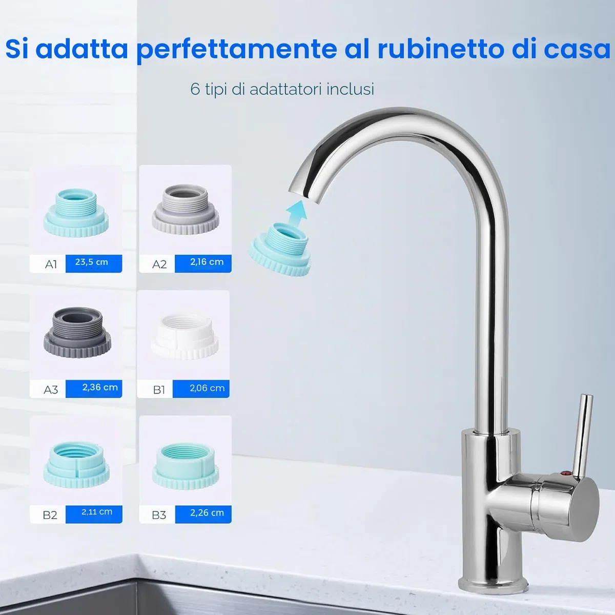 Waterdrop WD-FC-04 - Filtro dell'acqua per rubinetto, certificato NSF, 1200 l, sistema di filtraggio dell'acqua a lunga durata con materiale ultra adsorbente, riduce il cloro e gli odori, adatto per