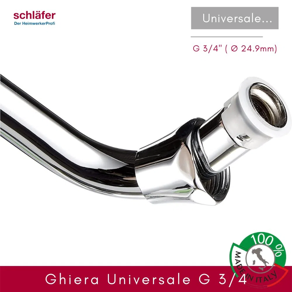 Schläfer 400305 | Canna di Ricambio Rubinetto Cucina, Girevole a S, per Gruppo Cucina a Muro Lunga cm 15 x Ghiera 3/4, Compatibile con Aeratore Neoperl Anticalcare Risparmio Acqua M22 (incluso)