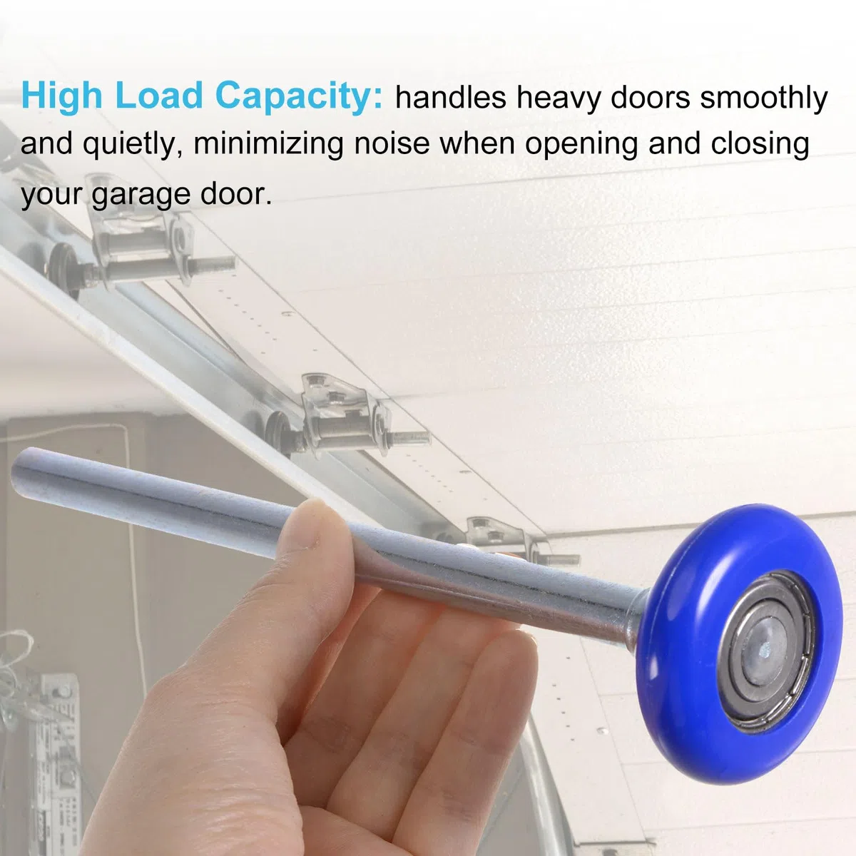 QUARKZMAN 2pz Rulli per Porte Garage in Nylon 1,8" per Binari 2", Asta Lunga 7" per Ruote Silenziose per Porte Garage, Cuscinetto Precisione 6200zz con 8 Sfere, Blu