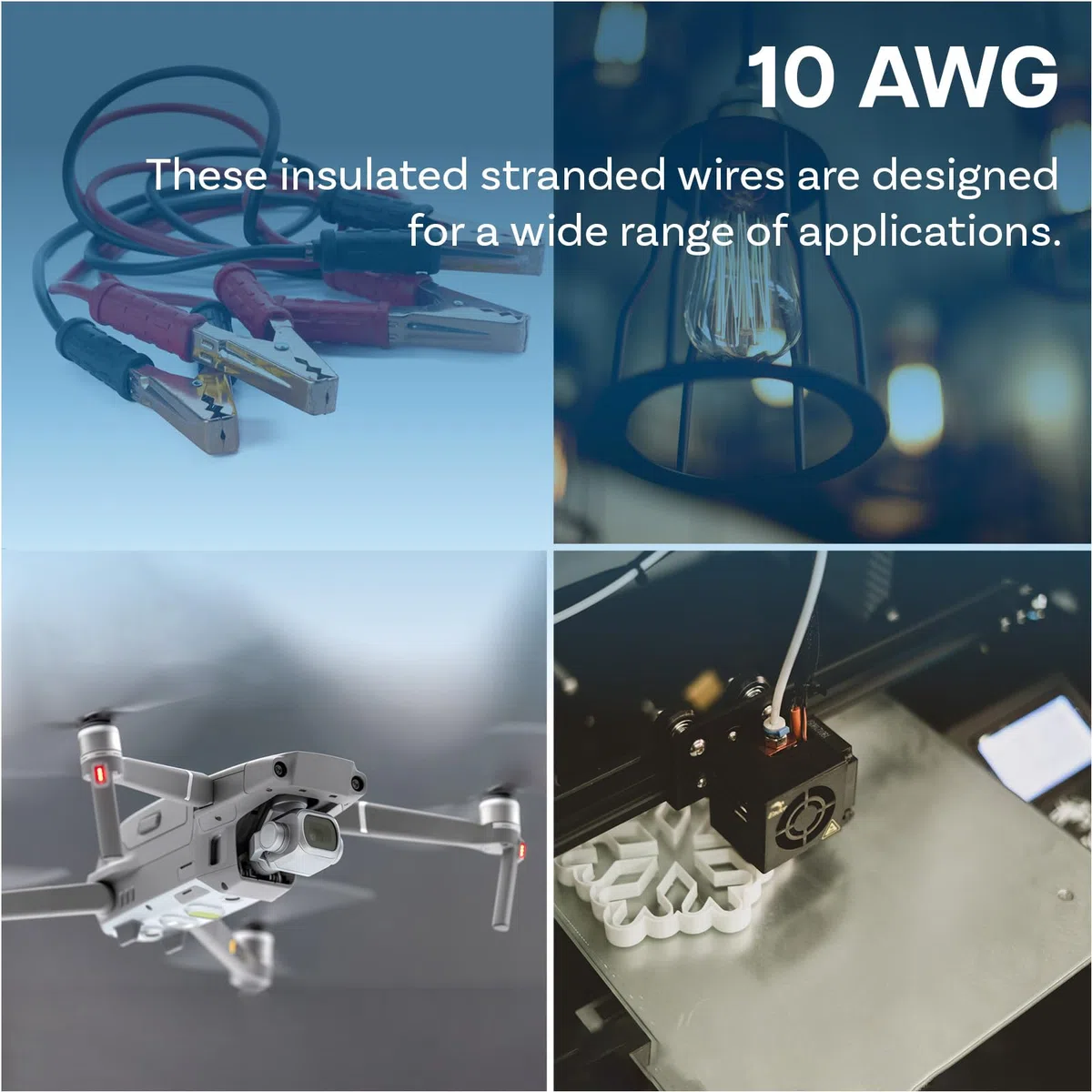 MMOBIEL Cavo elettrico a batteria, AWG 10, 6 mm², rosso e nero, 2,5 m, in silicone da 1050 fili nucleari per droni RC, aerei, camion, automobili, cavo morsetto batteria