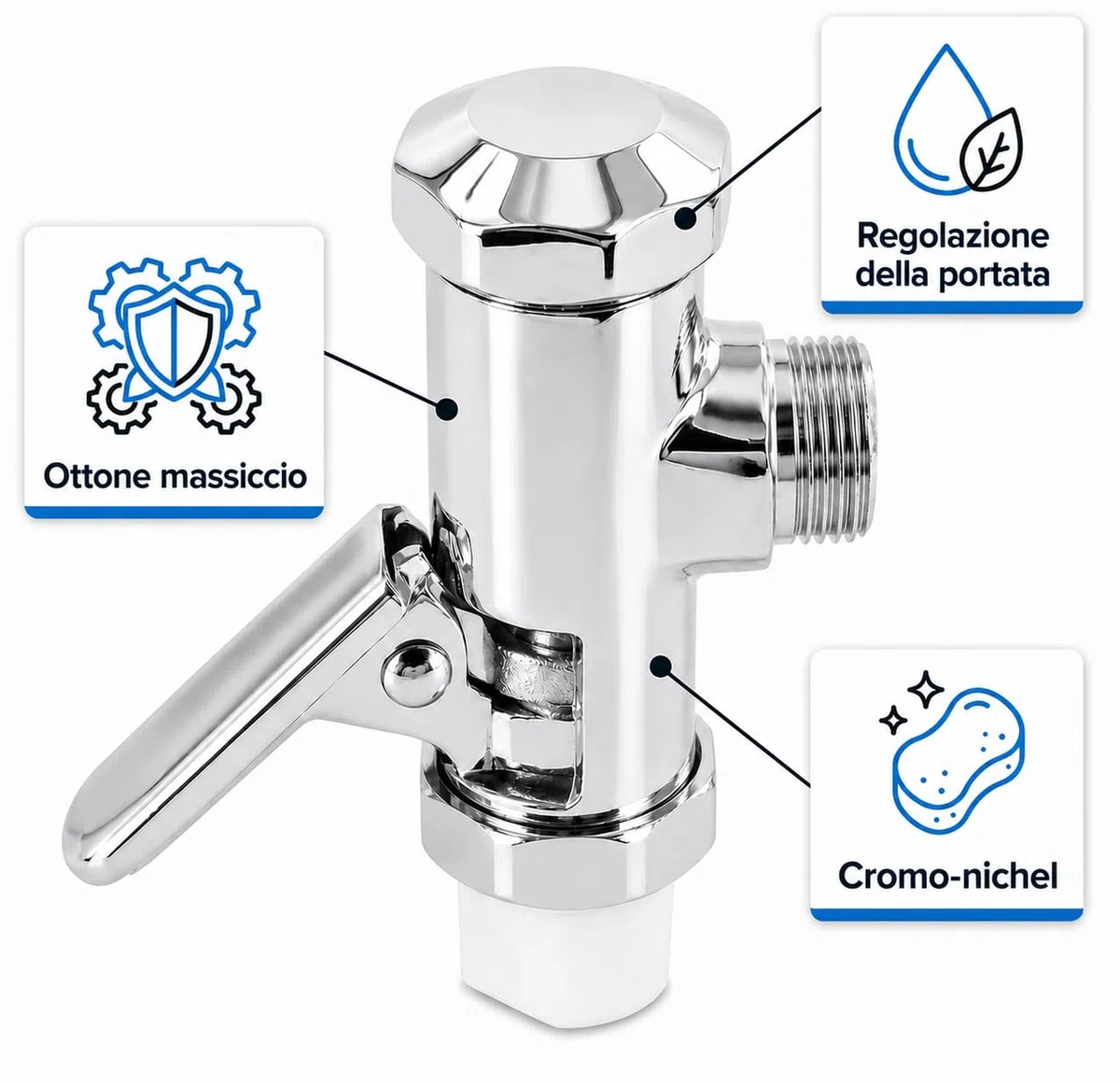 Scarico Diretto Wc Schellomat Dn20 3/4" – Con Regolazione Dello Scarico E Comando a Leva O Pulsante – Accessorio Idraulico Di Alta Qualità