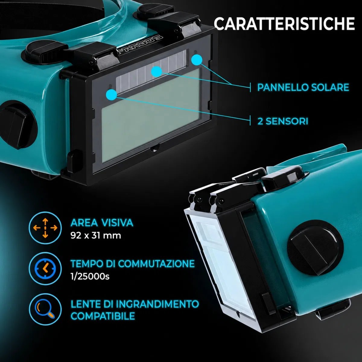 SPARGOS Occhiali Da Saldatura Auto-oscuranti, Casco Per Saldatori Solare, Protezione Degli Occhi Con Lenti Ribaltabili Per Taglio A Torcia A Gas