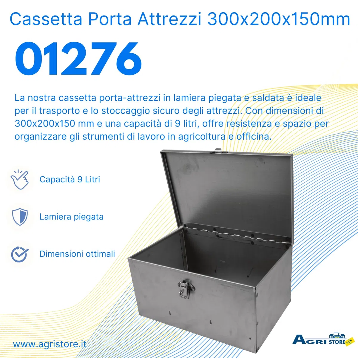 Ama Cassetta porta attrezzi: Cassetta attrezzi vuota in Lamiera, Piegata e saldata, Misure 300x200x150 mm
