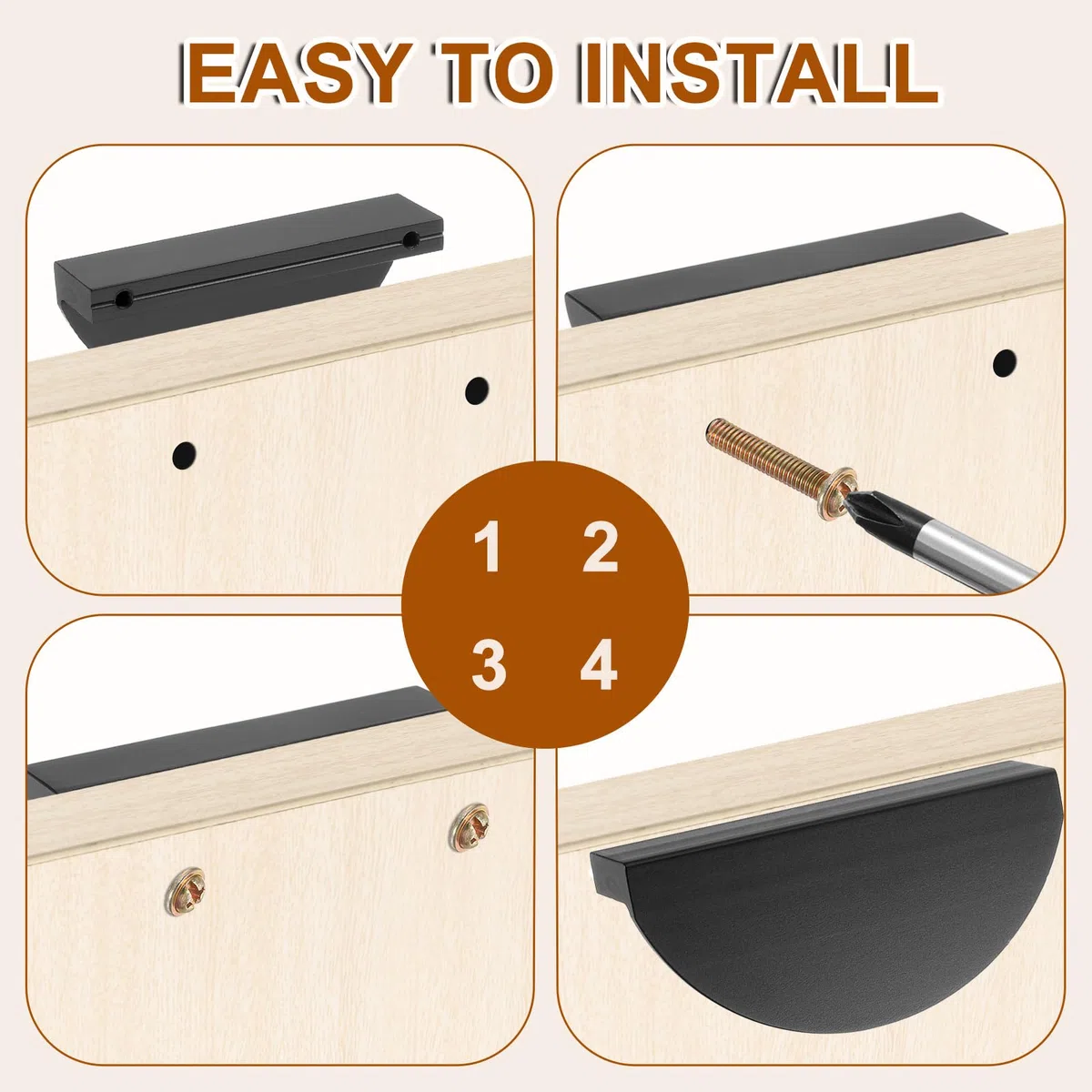 QUARKZMAN 4Pcs Maniglie per Cassetti, Spaziatura Fori 2.52" Maniglie a Mezzaluna in Lega di Alluminio per Cucina Armadio Cassettiera Hardware, Oro
