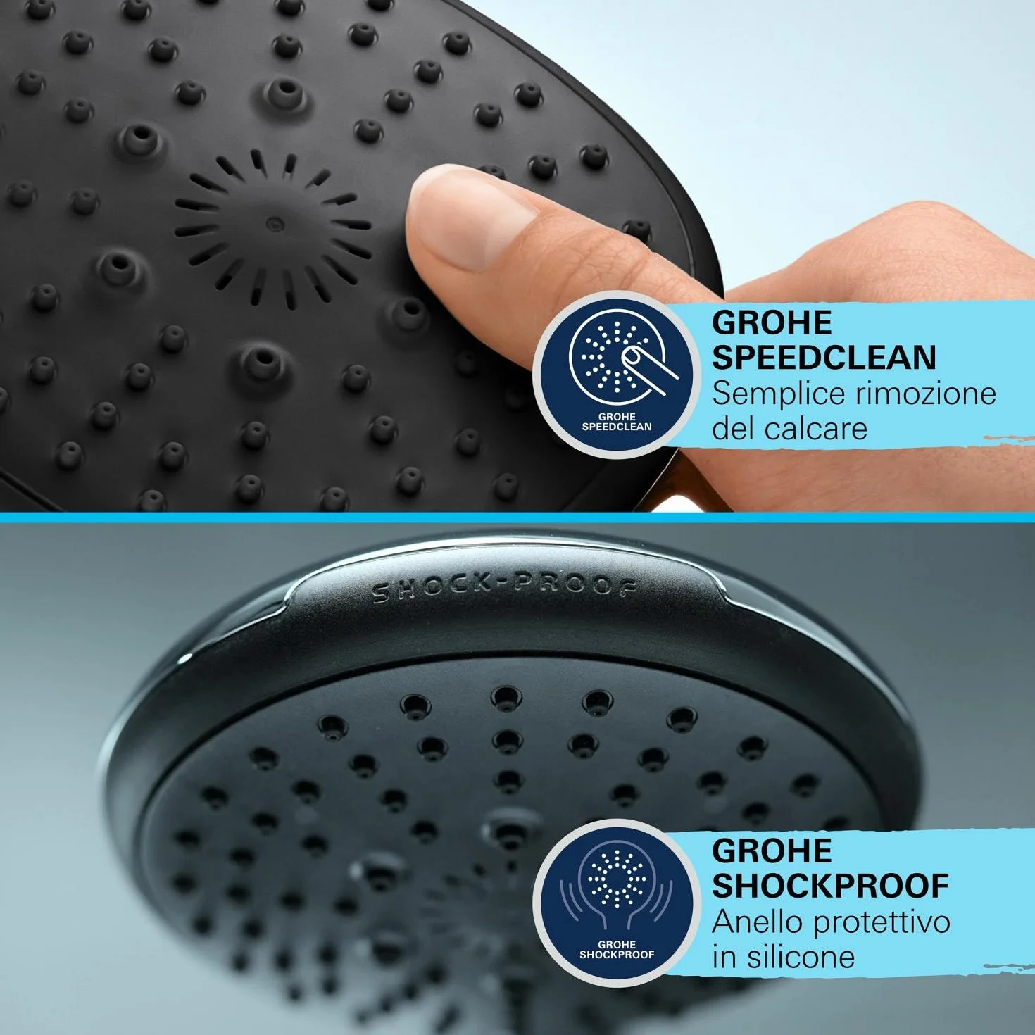 GROHE Vitalio Comfort 110 Manopola Doccino Doccia (2 getti Rain e Jet, 110 mm, DreamSpray, SpeedClean anticalcare), Cromo, 26397001