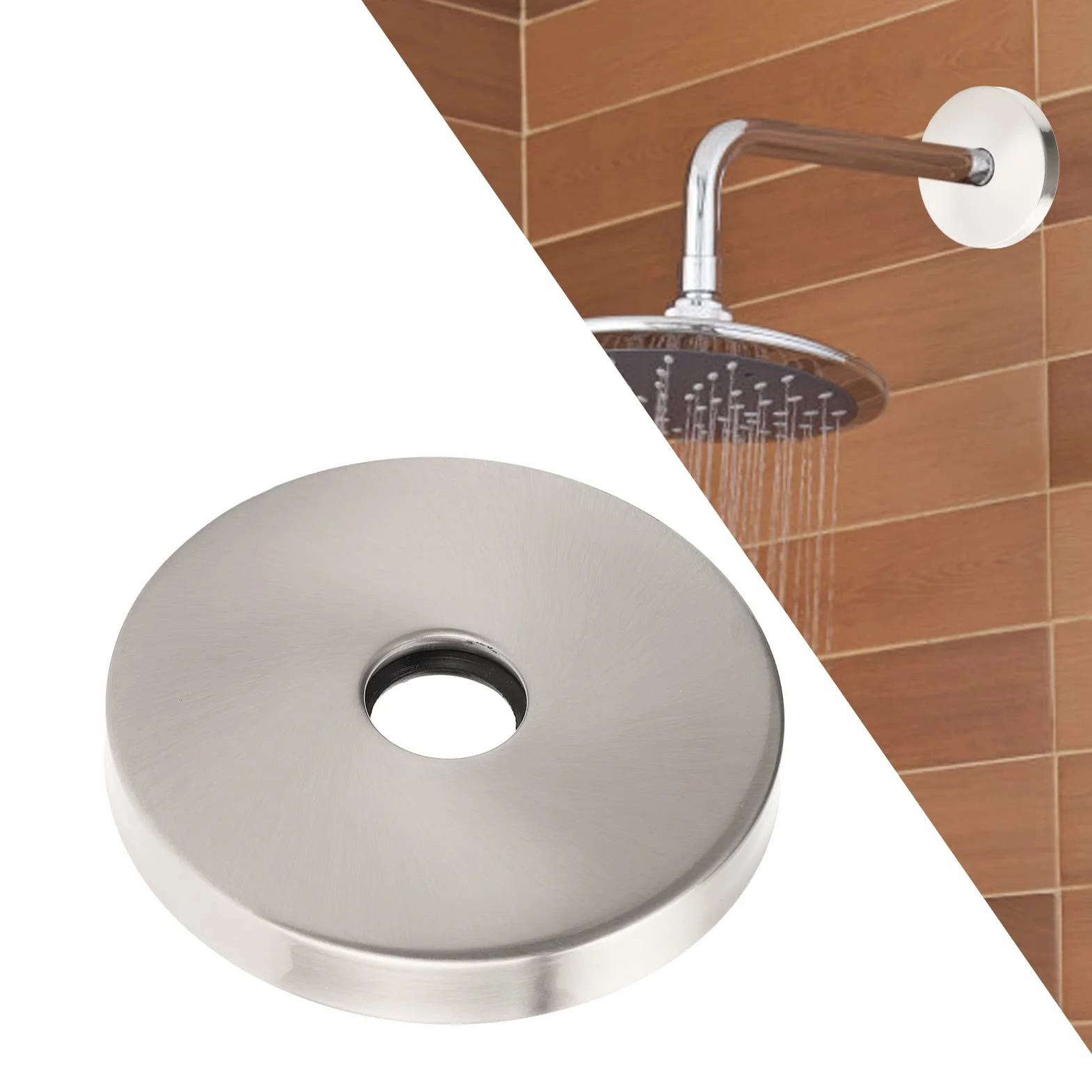 Grande flangia per braccio doccia, in acciaio inox 304, piastra rosetta per tubo G1/2" a casa (spazzolato)