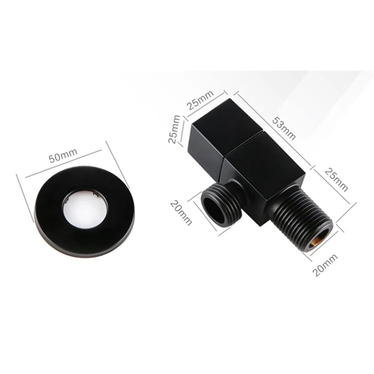 BiaoTeng Valvola Angolare Nera,Valvola A Sfera 1/2 Pollice Ad Angolo,Acqua calda e fredda,Rubinetto Arresto Wc,Rubinetto 1/2 Pollice Bianco,Nero