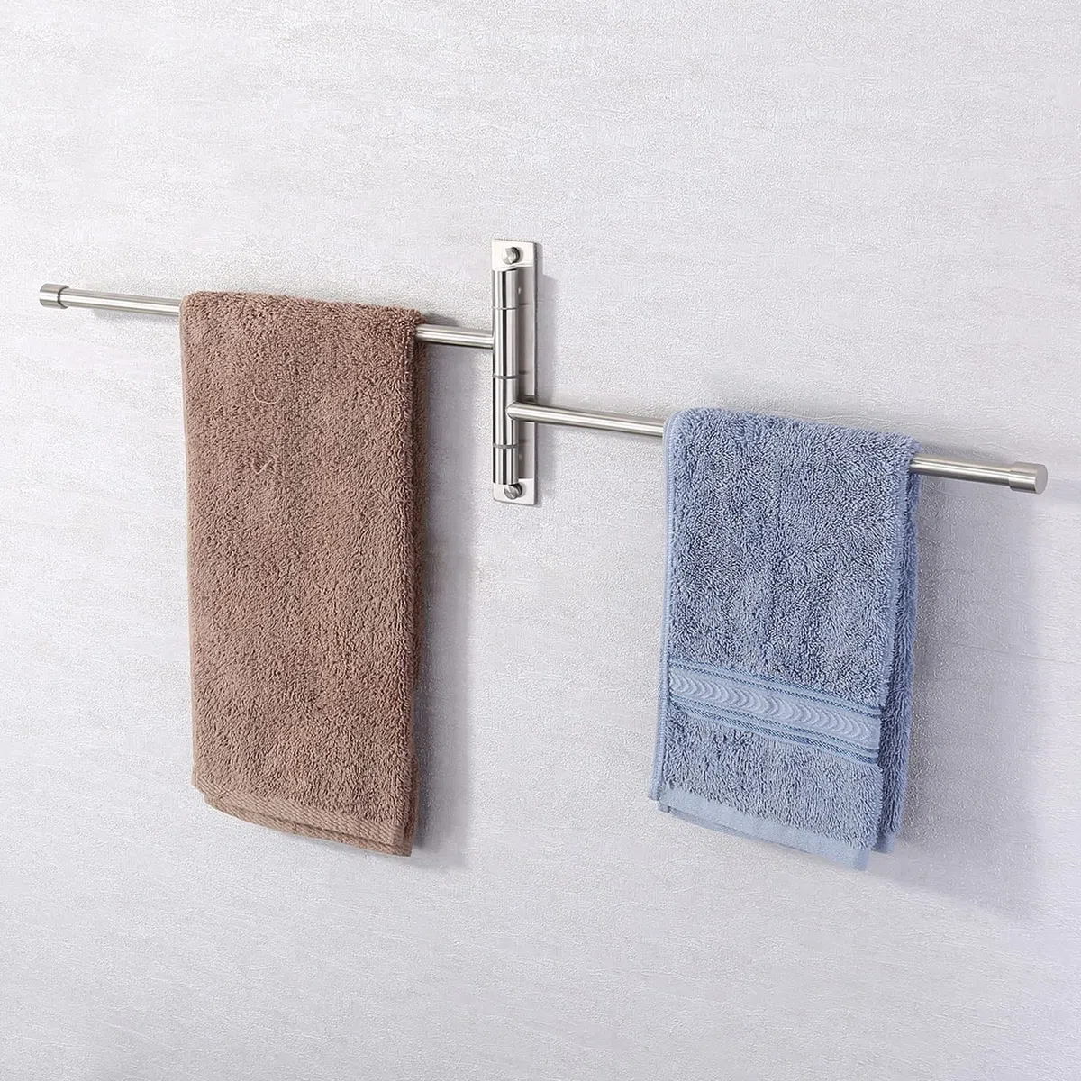 KES Portasciugamani Girevole SUS304 Portasciugamani da Bagno in Acciaio Inox con 2 Barre Girevoli Finitura Spazzolata a Parete, A2102S2-2