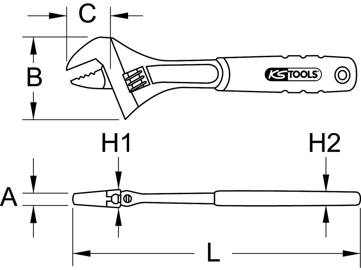 KS Tools 577.0250 Chiave Regolabile a Rullino Classic, 28 mm