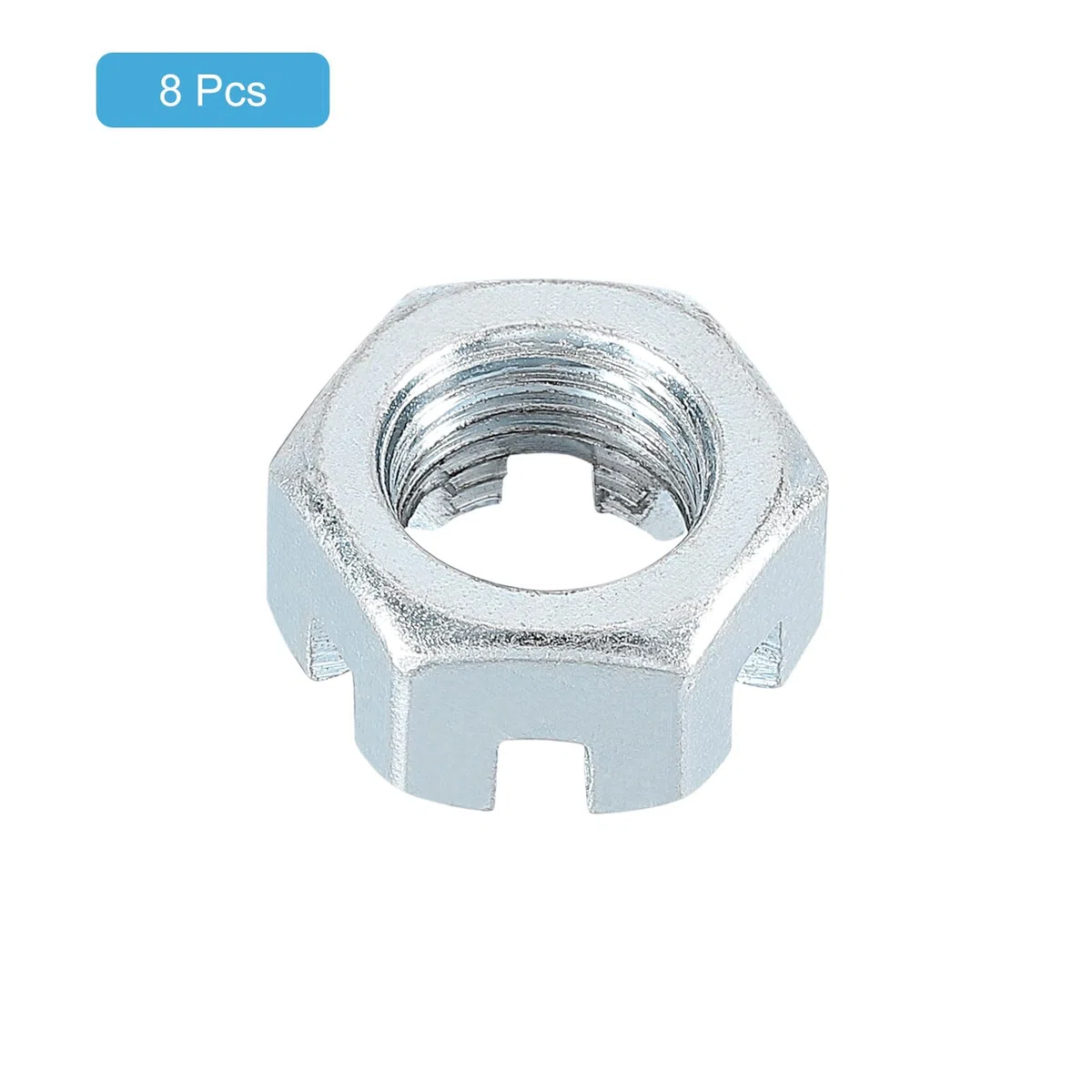 QUARKZMAN 9/16-18 Dado Esagonale Scanalato UNF, Grado 6.8 Dadi Esagonali in Acciaio al Carbonio Zincato Adatti per Riparazioni Meccaniche, Argento, 8pz
