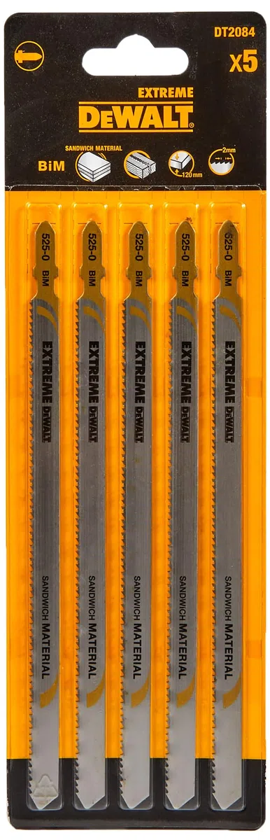 DEWALT DT2084-QZ Lame seghetto alternativo - standard per materiali speciali - 180 x 2 5 t118gfs - 5 pezzi per pannelli sandwitch