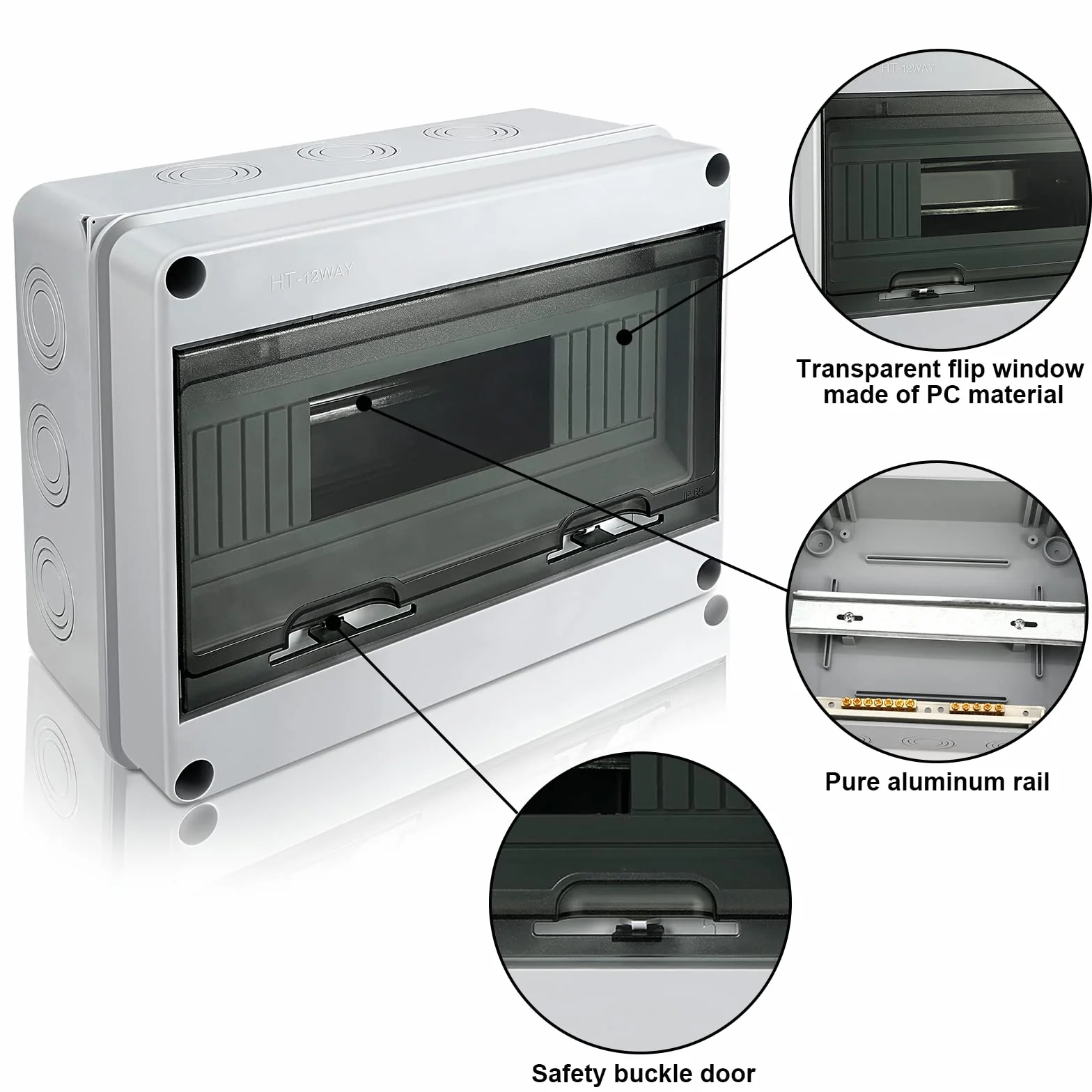 Scatola di Derivazione, 12 Moduli IP65 Quadro Elettrico Esterno Elettrica da Esterno Stagna,Centralino da Parete, Scatola Derivazione Esterna per Casa, Officina, Hotel, Parcheggio