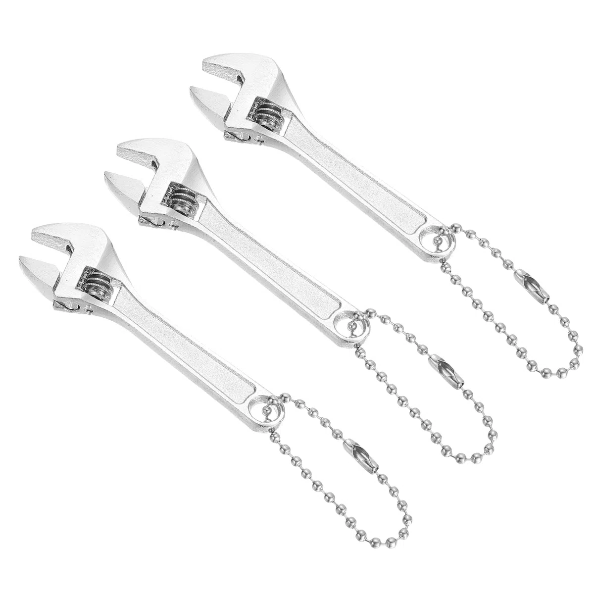 PATIKIL 3 Pezzi Mini Chiave Regolabile 2.5" Acciaio 45 Nero Piccola Chiave A Raggio Ampio Con Catena Portachiavi Per Riparazioni Domestiche Industria Auto Micro Attrezzature Argento