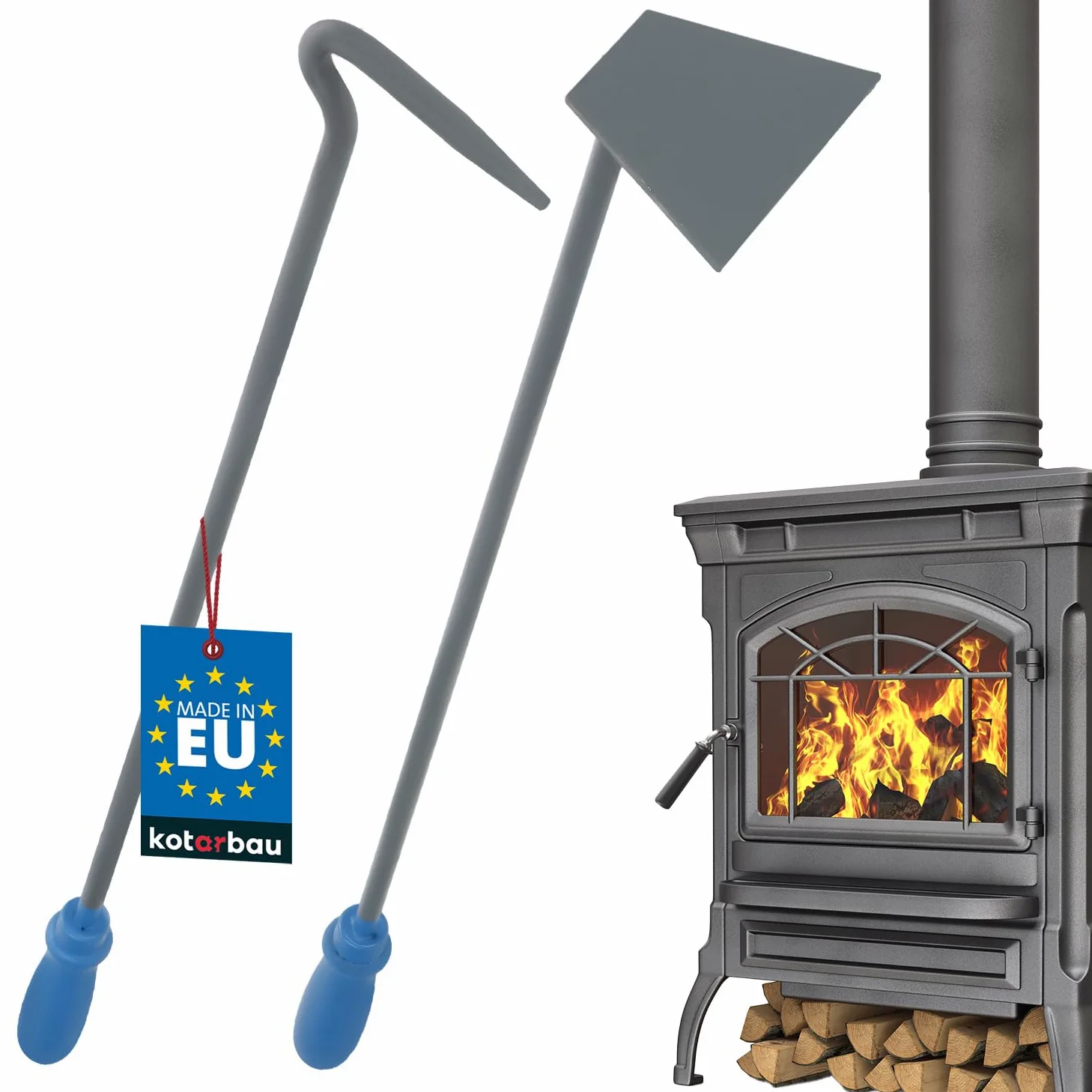 Kotarbau® - Set per caminetto, raschietto per stufa e caldaia forte e massiccio