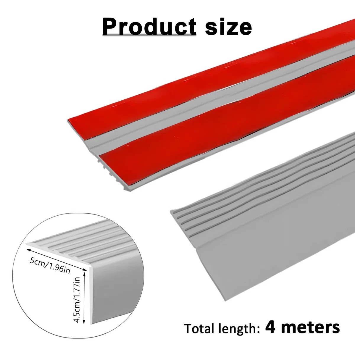 Profilo per Bordi Delle Scale, Autoadesivo, 50 x 45 mm, Bordo per Scale Antiscivolo, Profilo Angolare in Plastica, Barra Angolare Autoadesiva, in PVC, Protezione Bordi per Gradini