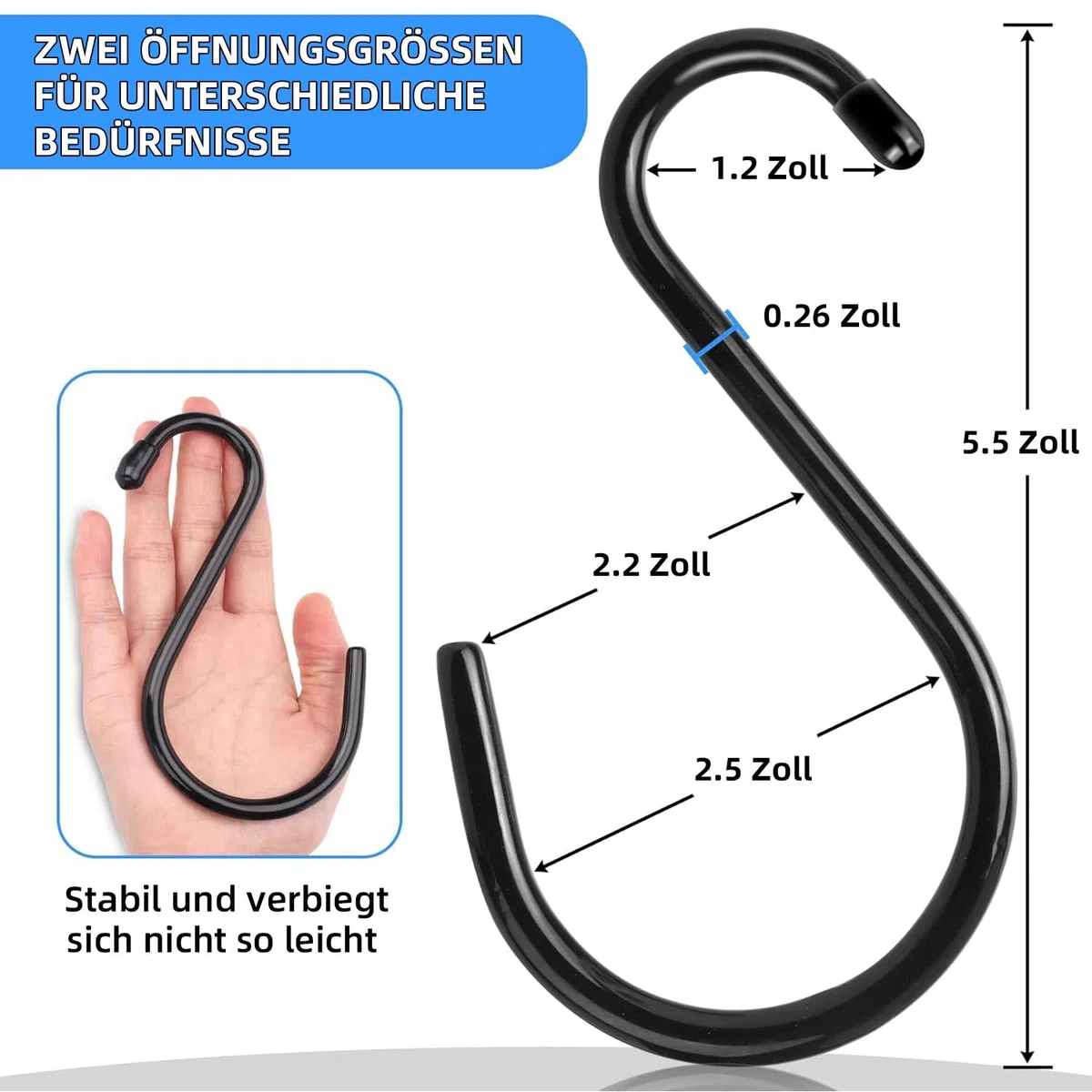 Antimbee Gancio a S Grandi, 12 Pezzi Ganci S per Appendere, Ganci a S in Metallo Resistente, Anti Ruggine Multifunzione per Utensili da Cucina, Ufficio, Armadio, Bagno, Camera, Officina, Giardino