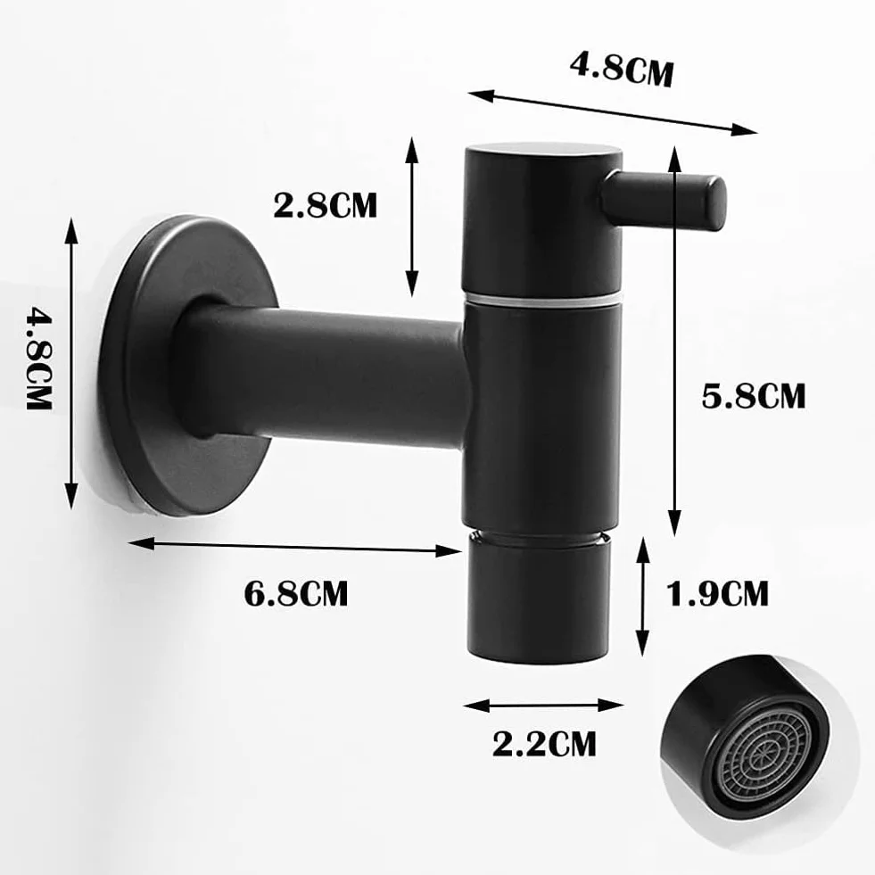 Rubinetto in Acciaio Inossidabile Nero, Montaggio a Parete, Freddo per Bagno, Acqua Risparmiata, per Bagni, Lavabi, Lavanderie, Cucine e Giardini