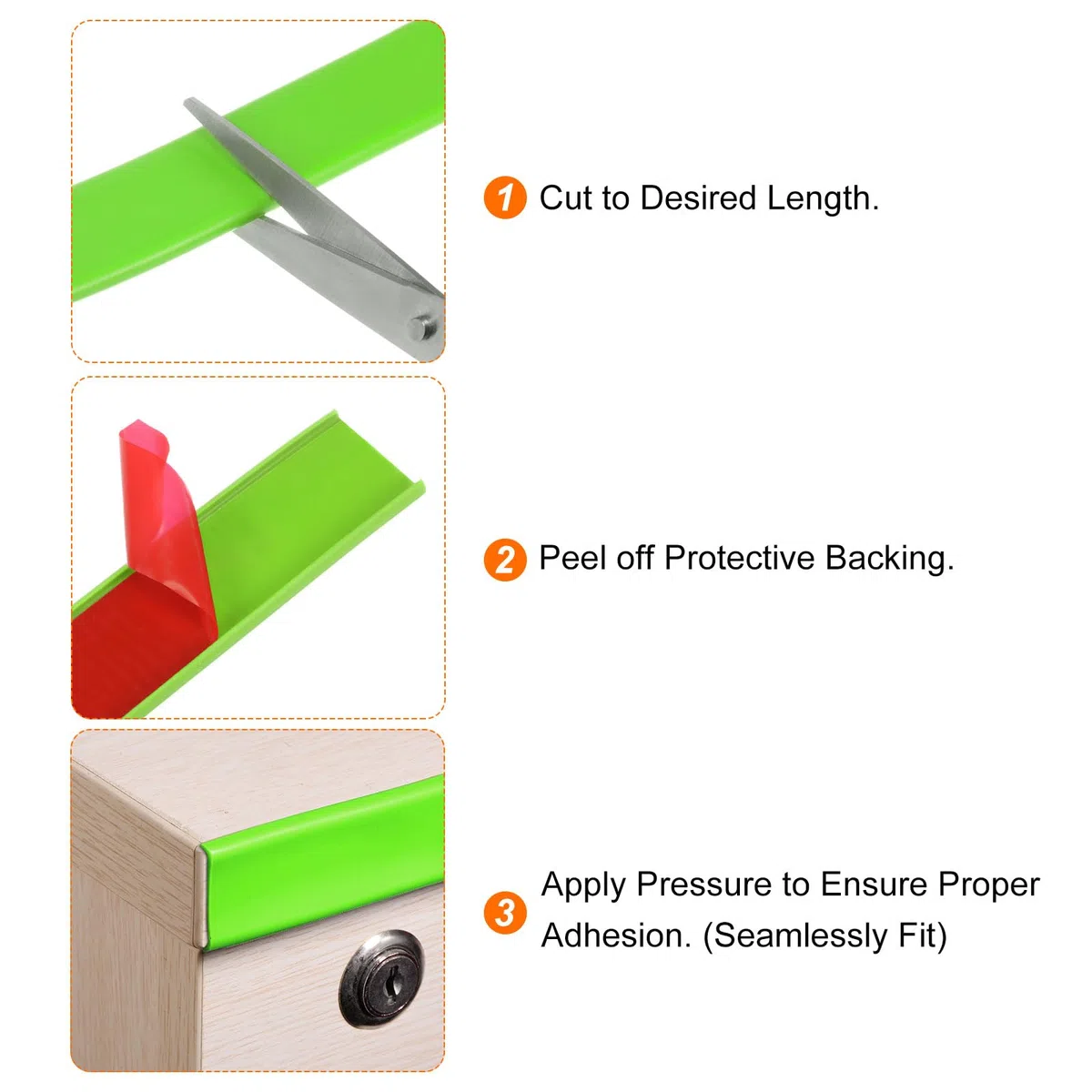 QUARKZMAN Bordo di Finitura a Forma di U 7/8" x 16.4ft (22mm x 5000mm) Autoadesivo Tpe Flessibile per Rivestimento di Bordi Protettore per Mobili, Armadi, Tavoli, Riparazioni, Verde