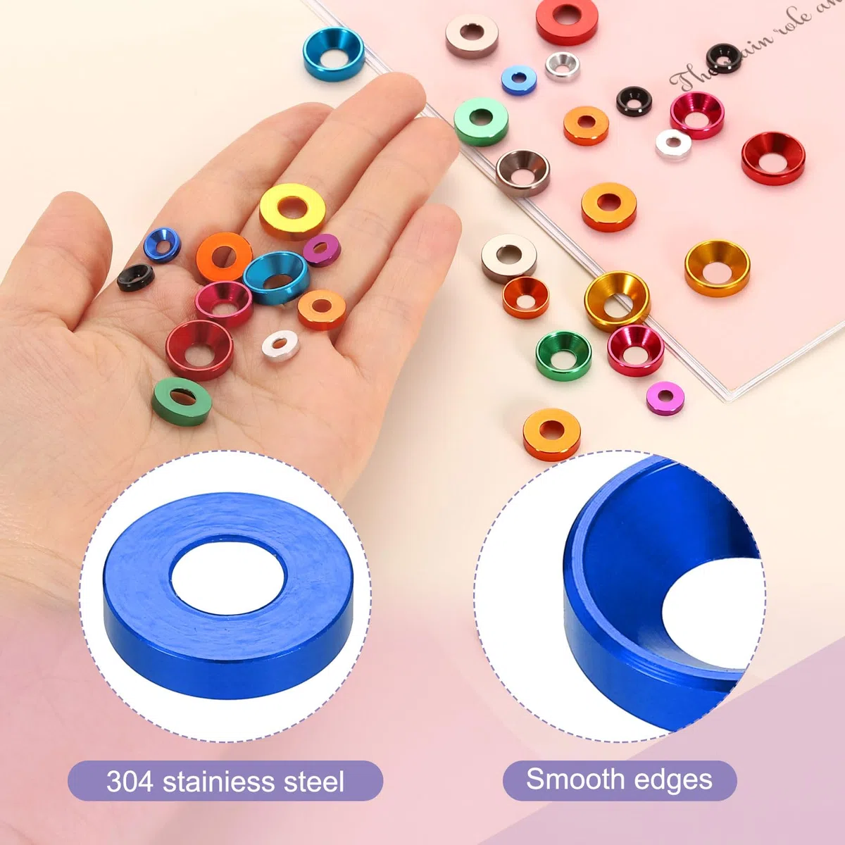 QUARKZMAN 40Pz Rondelle A Testa Cilindrica M6 Lega Alluminio Anodizzato Rondelle Finitura Guarnizioni Per Viti Per Parti Accessori Blu