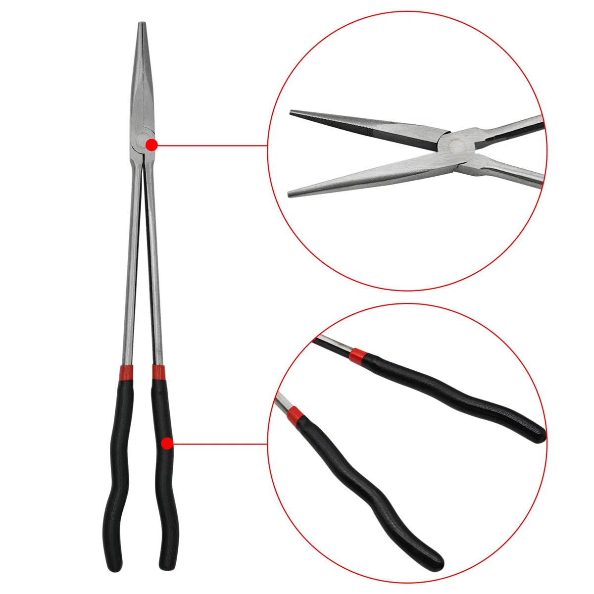 Pinze a becco extra lunghe da 16 pollici, set di attrezzi professionali in acciaio con naso dritto, 40 cm di lunghezza, per riparazioni/fai da te, torni e hardware industriale girevole