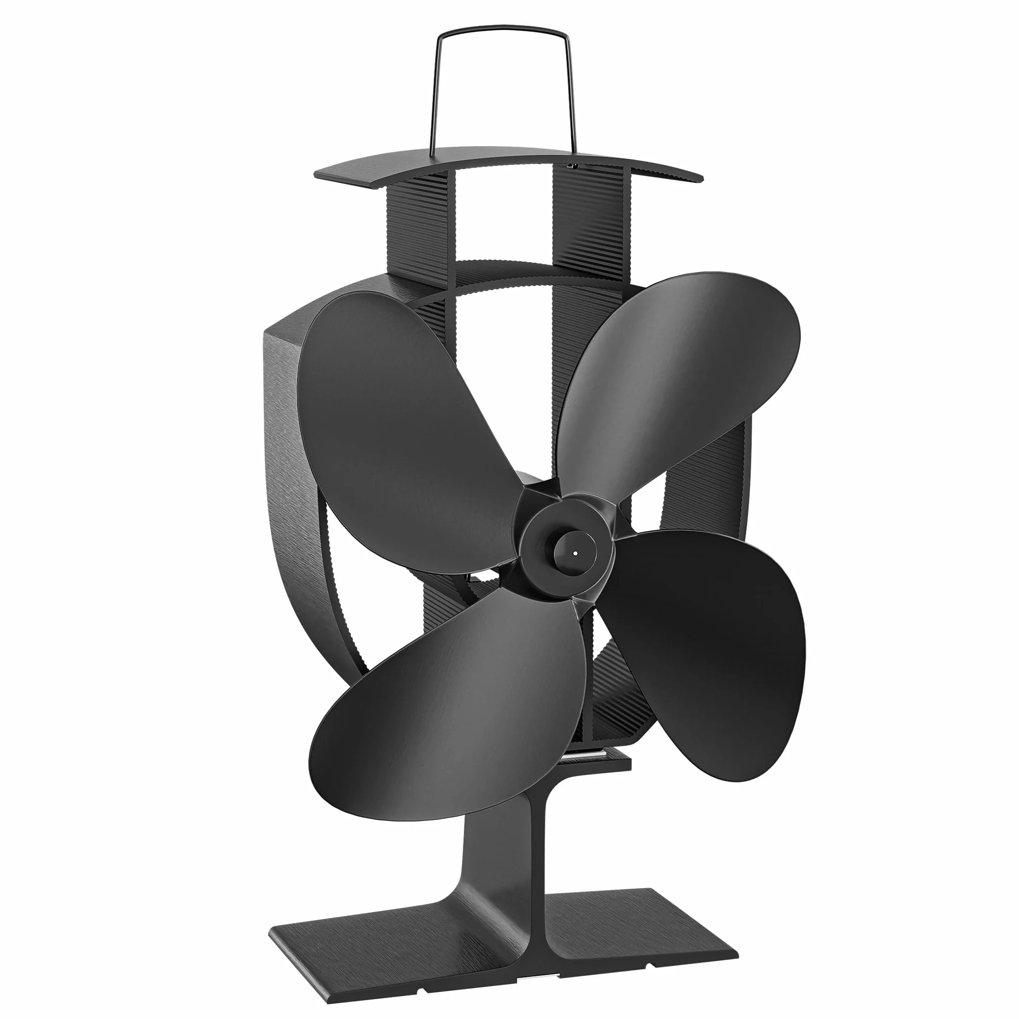 Wiltec Ventilatore per stufa a legna camino, Ventola con 4 pale, 70-350 °C, funzionamento senza elettricità