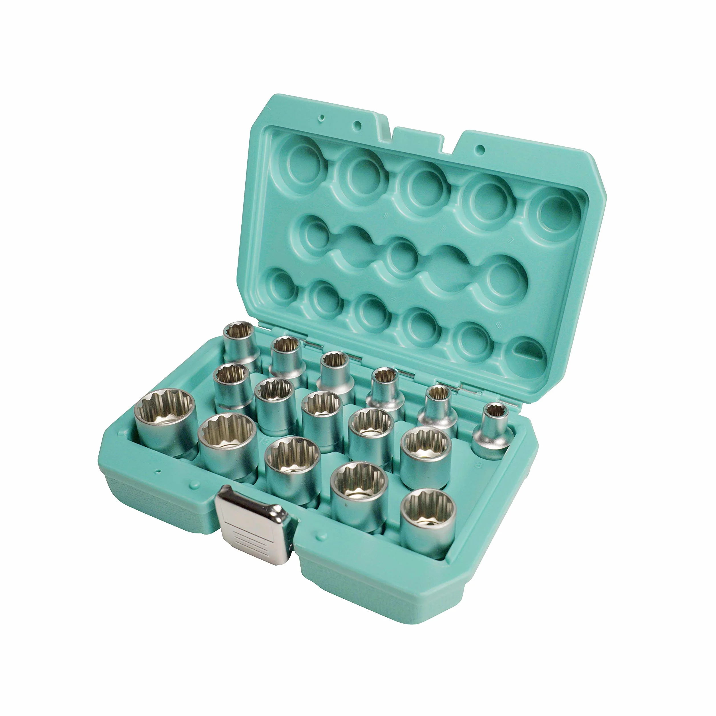 Set di bussole 12 chiavi 1/2 pollice 16pcs 8-24mm da WIESEMANN 1893 I Bussole in acciaio Q-30 I Set di bussole multi-dente I Con pratica cassetta degli attrezzi I 81499