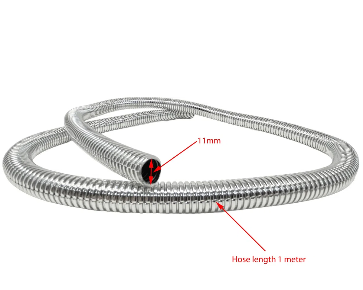 Avvolgicavo a Spirale Cromata Protettiva per Moto per Ordinare i Cavi e Tubi Personalizzati della Tua Moto Cruiser - Copertura Protettiva 11mm x 1m per la Gestione dei Cavi e Fili - Manicotto Diviso